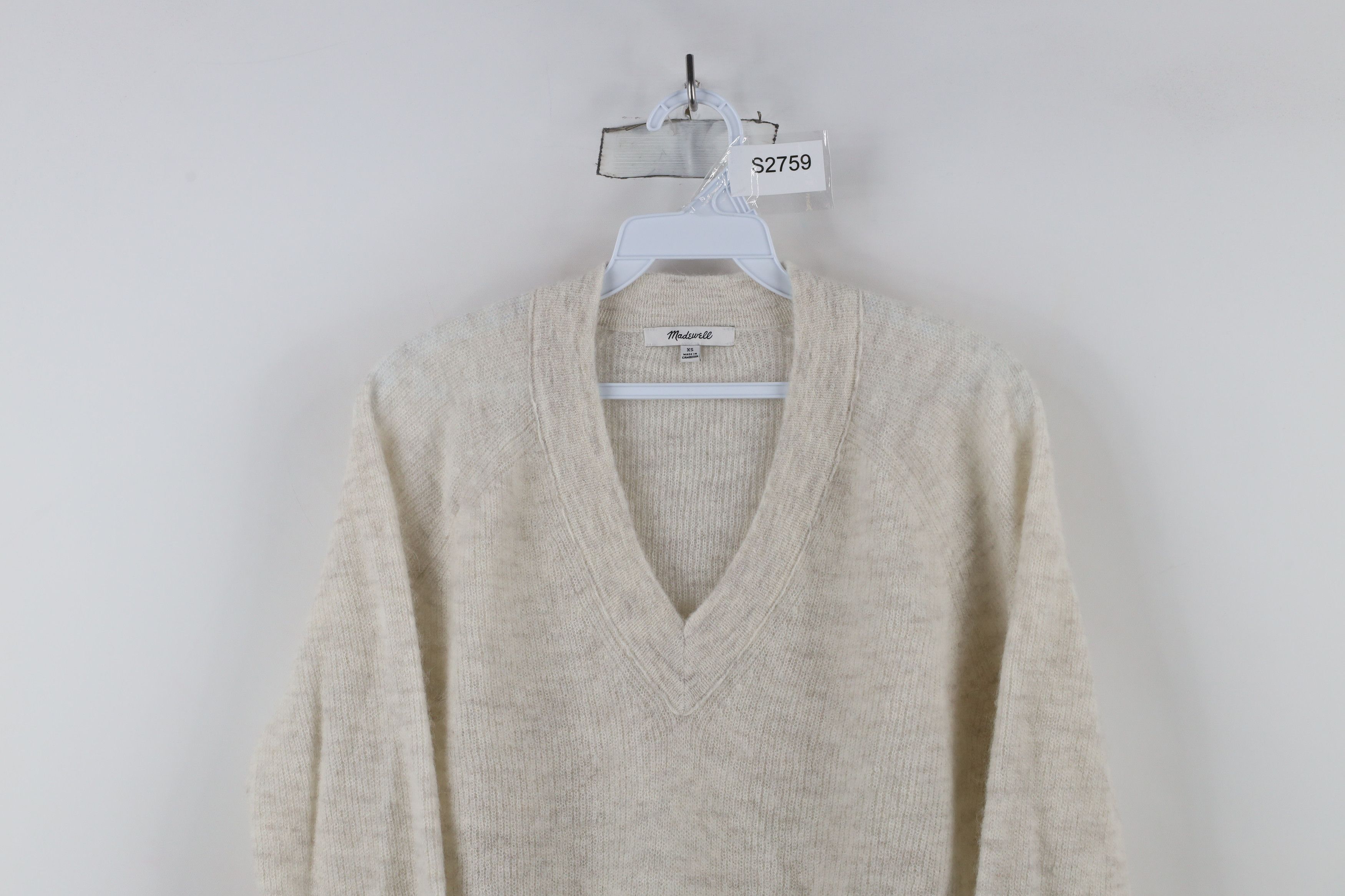 Madewell × Vintage Madewell Soft Ribbed Alpaca Wool Knit V-Neck Sweater Gray Size XS / US 0-2 / IT 36-38 - 2 Thumbnail