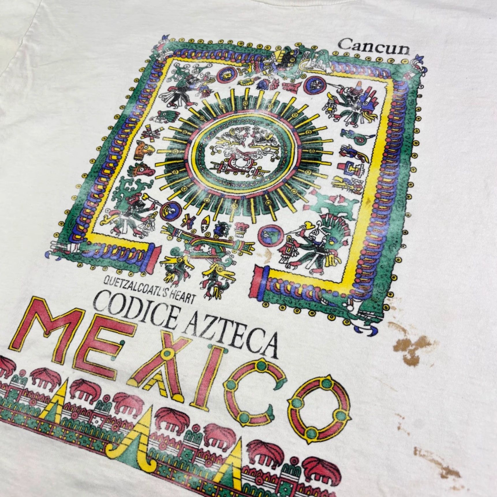 Vintage VINTAGE Cancun Mexico Codice Azteca Quetzalcoatl T-Shirt White Large Souvenir Size US L / EU 52-54 / 3 - 2 Thumbnail
