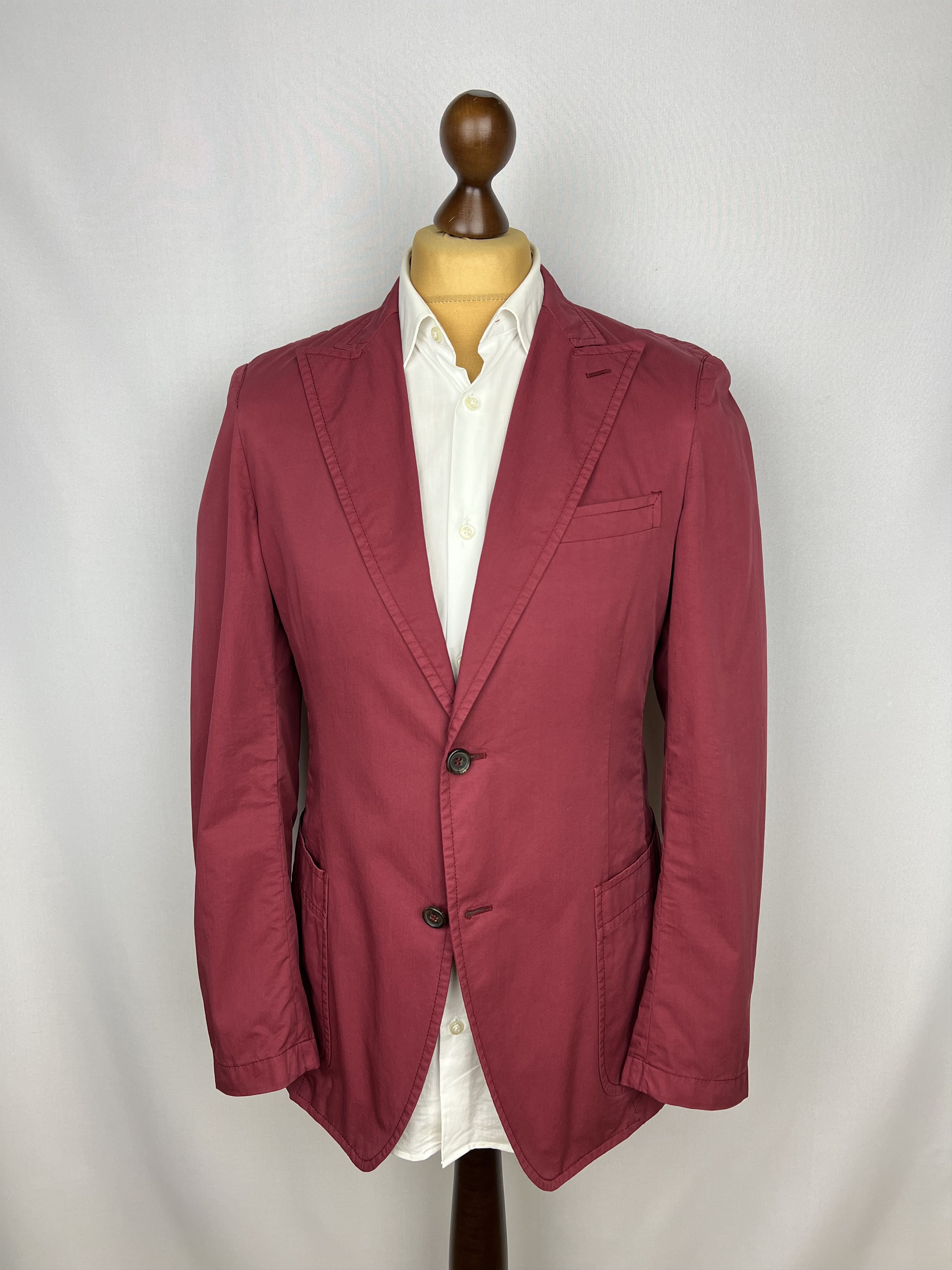 Prada Pale-Red Solid 100% Cotton Peak-Lapel Sport Coat Size 38R - 1 Thumbnail