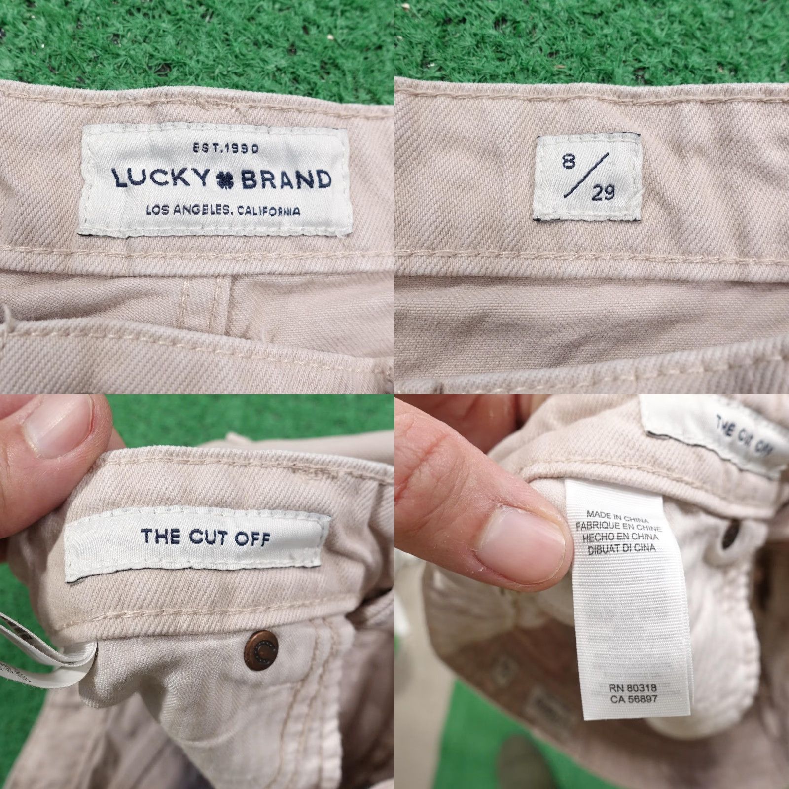 Lucky Brand Lucky Brand Women's Shorts Size 8 Beige Denim Cut-Off Frayed Hem Casual Summer Size 30" / US 8 / IT 44 - 8 Thumbnail
