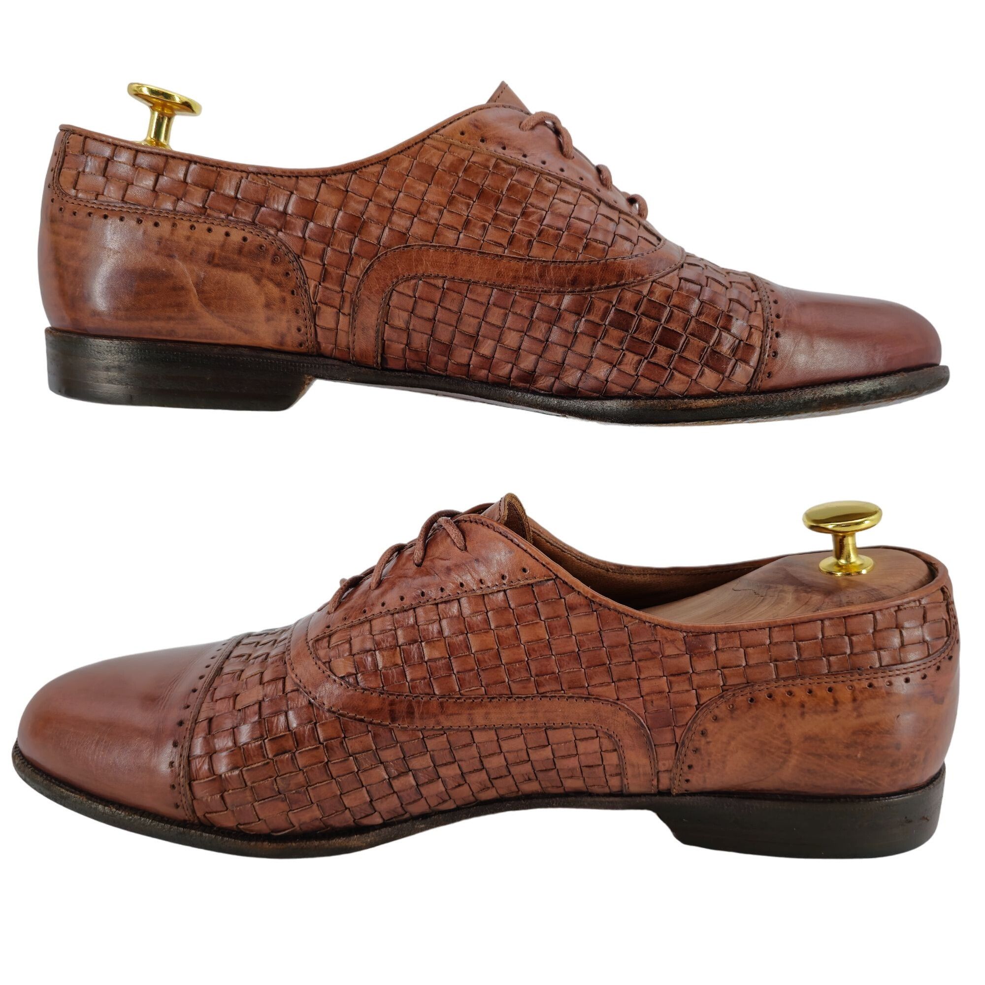 Bragano × Cole Haan Vintage Bragano Cole Haan Italy Mens 9.5 Brown Woven Leather Size US 9.5 / EU 42-43 - 4 Thumbnail