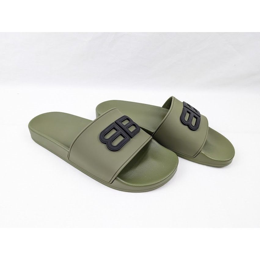 Balenciaga o1rshd1 BB Injecfion Pool Slides in Khaki Size US 9 / EU 42 - 13 Thumbnail