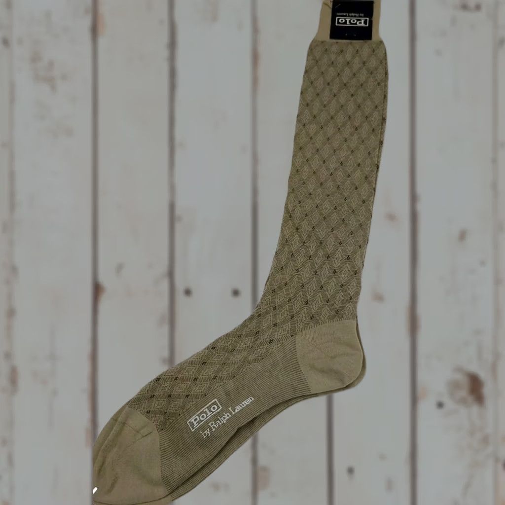 Polo Ralph Lauren VINTAGE Polo Ralph Lauren Socks Dress 90s 10-13 Beige Mens NWT Deadstock Pattern Cotton Wool Blend Size US M / EU 48-50 / 2 - 1 Thumbnail