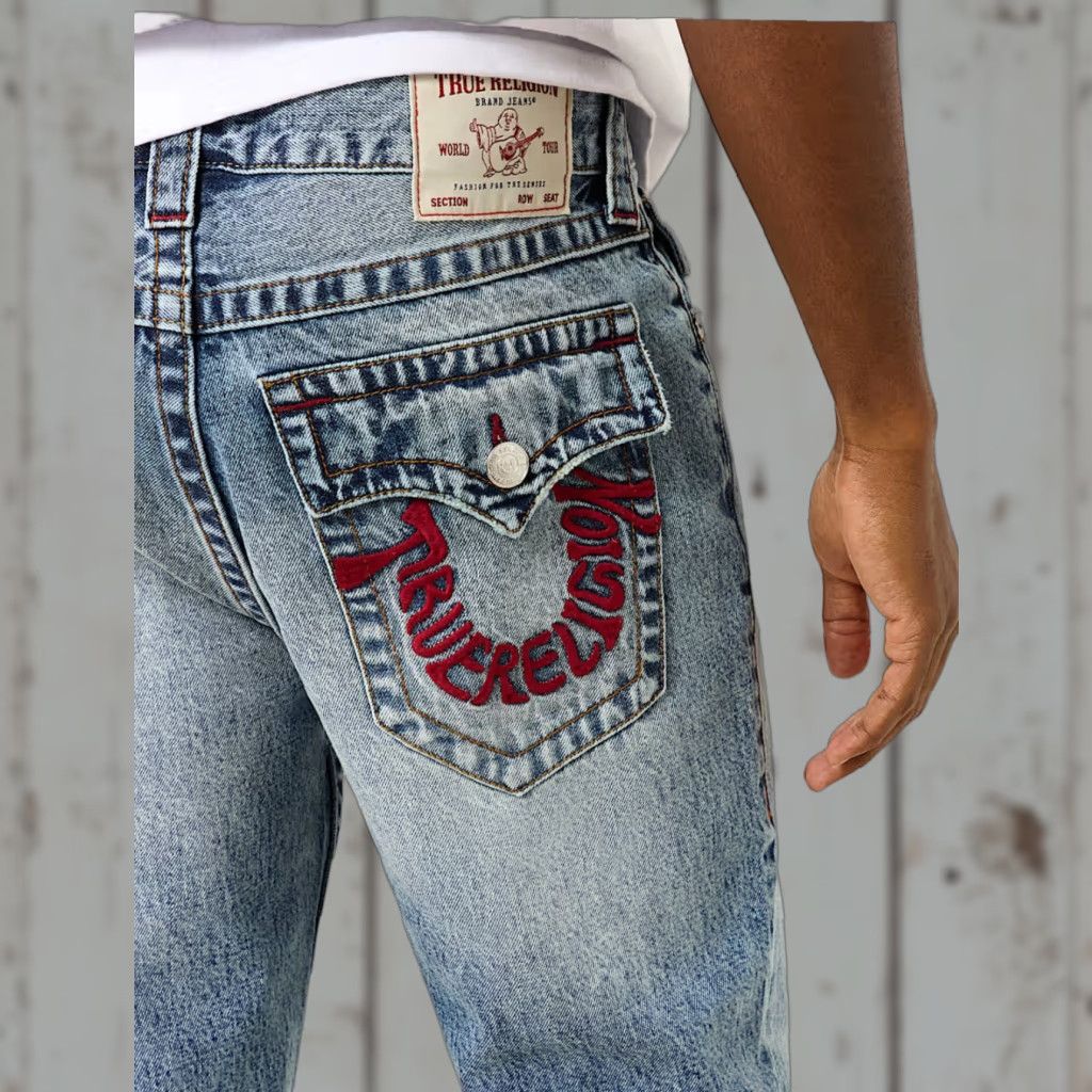 True Religion VINTAGE True Religion Jeans Mens 40x34 Blue Denim Ricky Relaxed Straight Flap Pockets Size US 40 / EU 56 - 1 Thumbnail