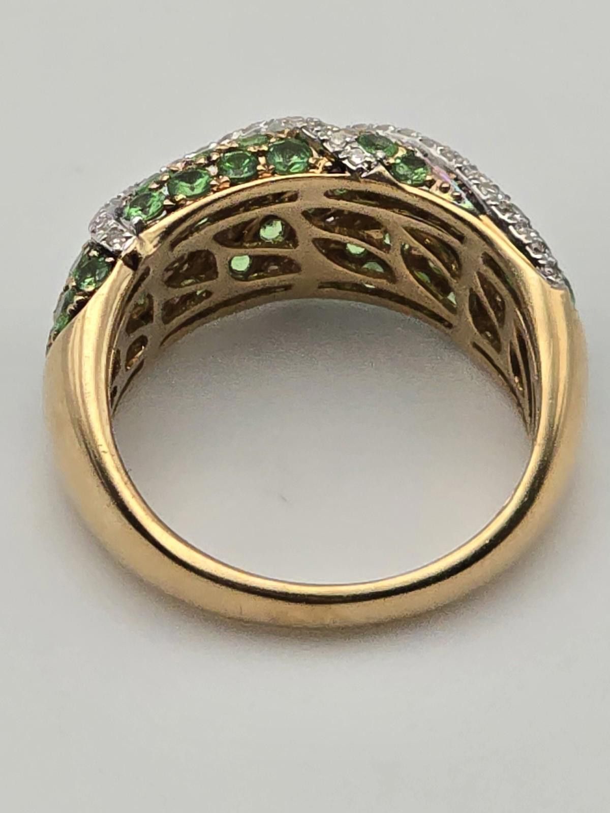 Effulgence EFFY 14K Gold Tsavorite Diamond Dome Ring 6.5 Size ONE SIZE - 3 Thumbnail