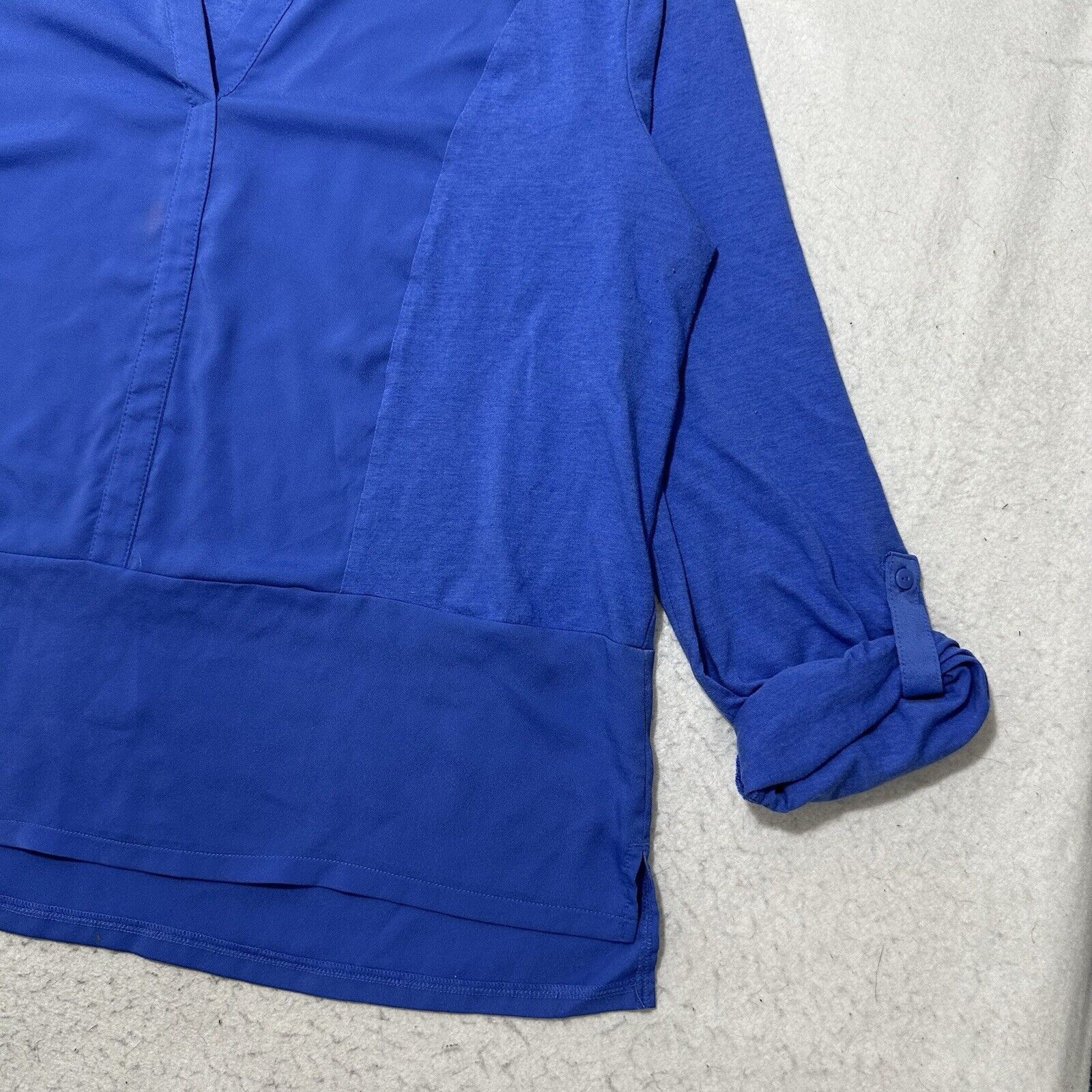 Chicos Chico's XL Blouse Roll Tab Long Sleeve Lightweight Blue Top Size XL / US 12-14 / IT 48-50 - 5 Thumbnail