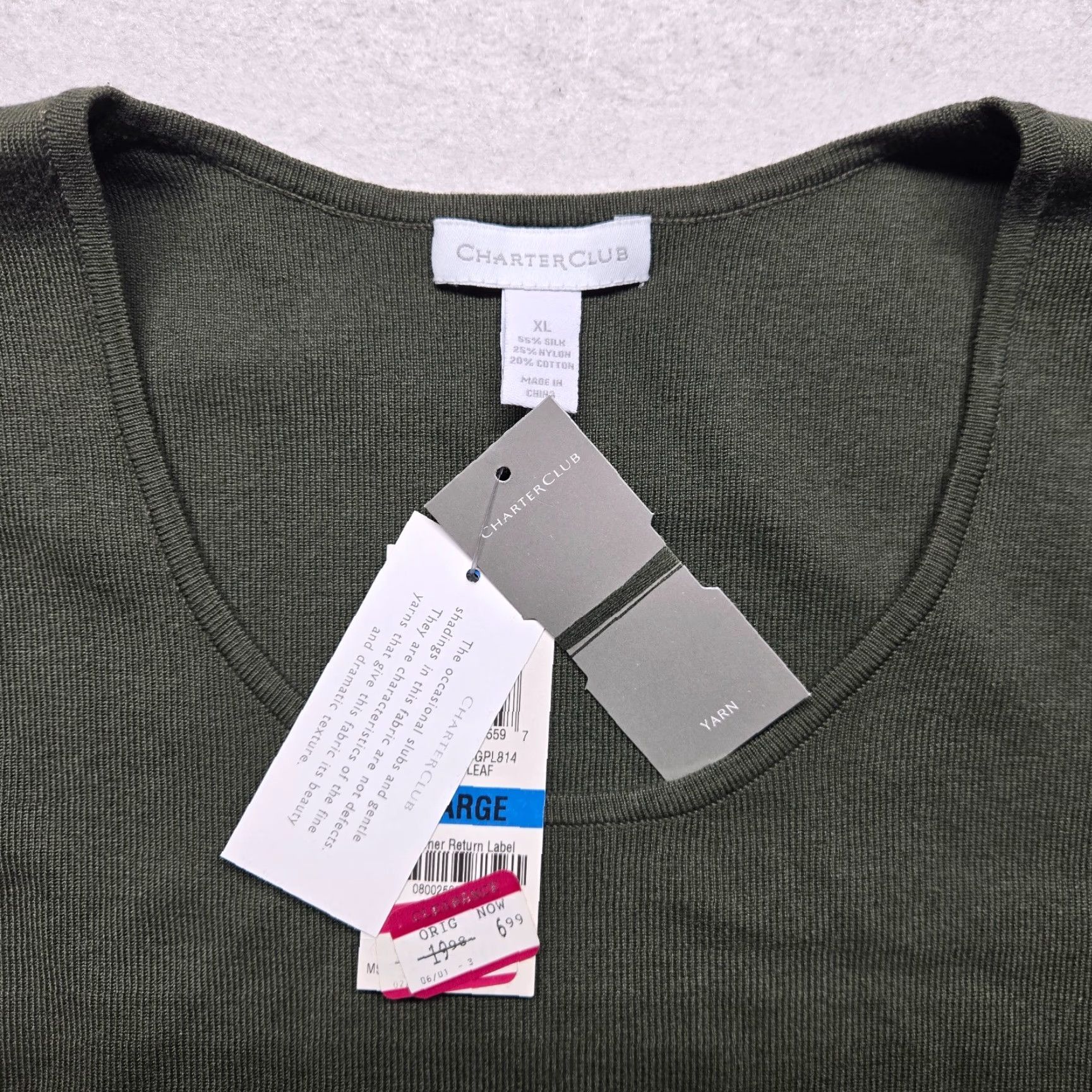 Charter Club Charter Club Tank Top Womens XL Green Nylon Stretch Sleeveless Shirt (Tank) Size XL / US 12-14 / IT 48-50 - 2 Thumbnail