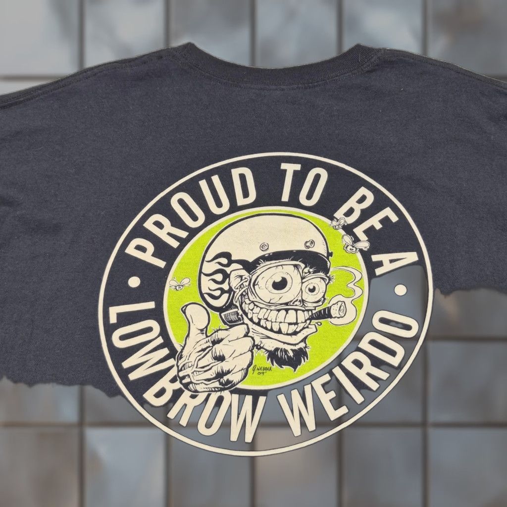Vintage Lowbrow Customs Shirt Mens 3XL Black Long Sleeve Graphic Tee Proud Weirdo Biker Skull Back Print Crew Neck Cotton Knit Shirt Mens 3XL Black Size US XXL / EU 58 / 5 - 1 Thumbnail