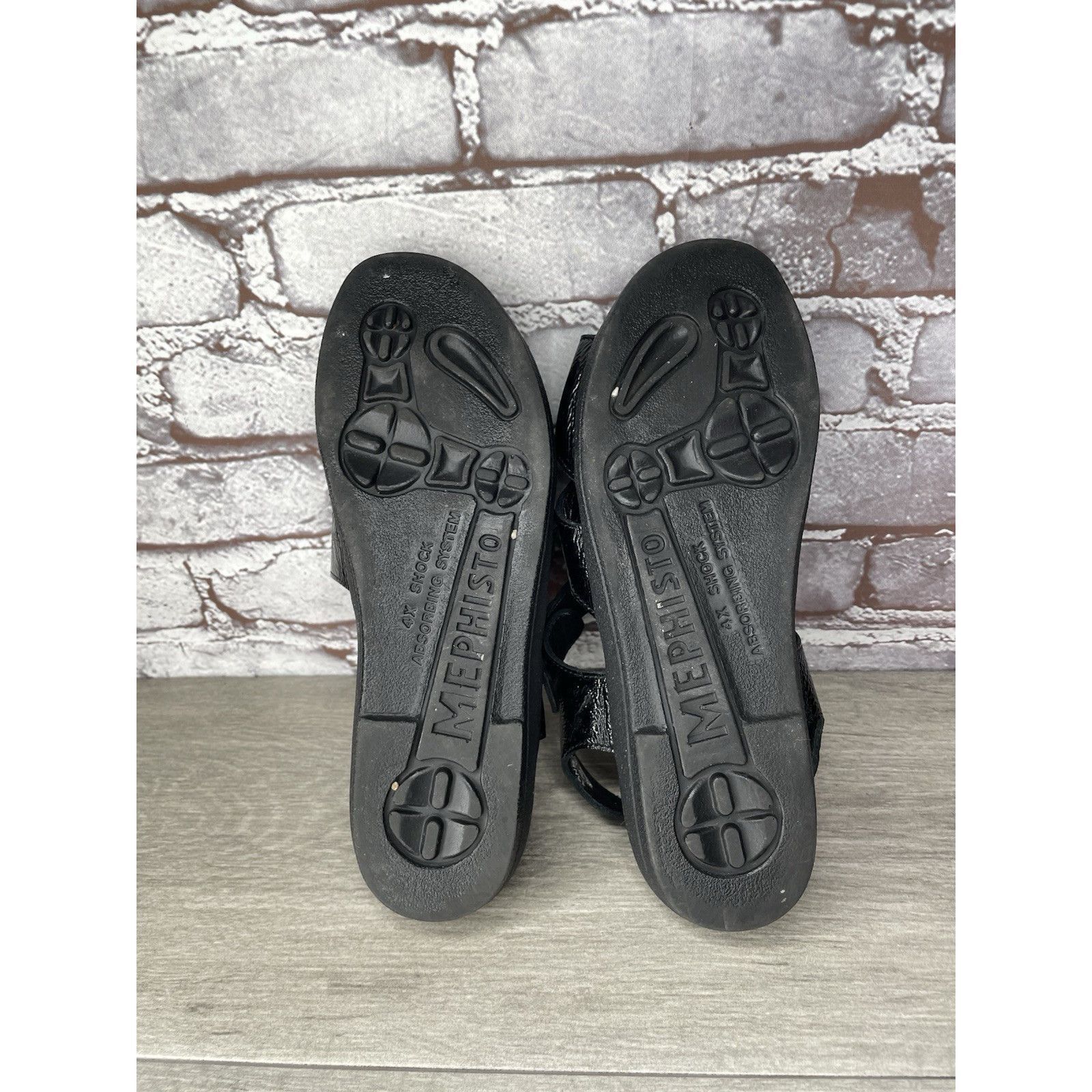 Mephisto Mephisto Black Patent Leather Strappy Low Wedge Sandals Wome Size US 10 / IT 40 - 18 Thumbnail