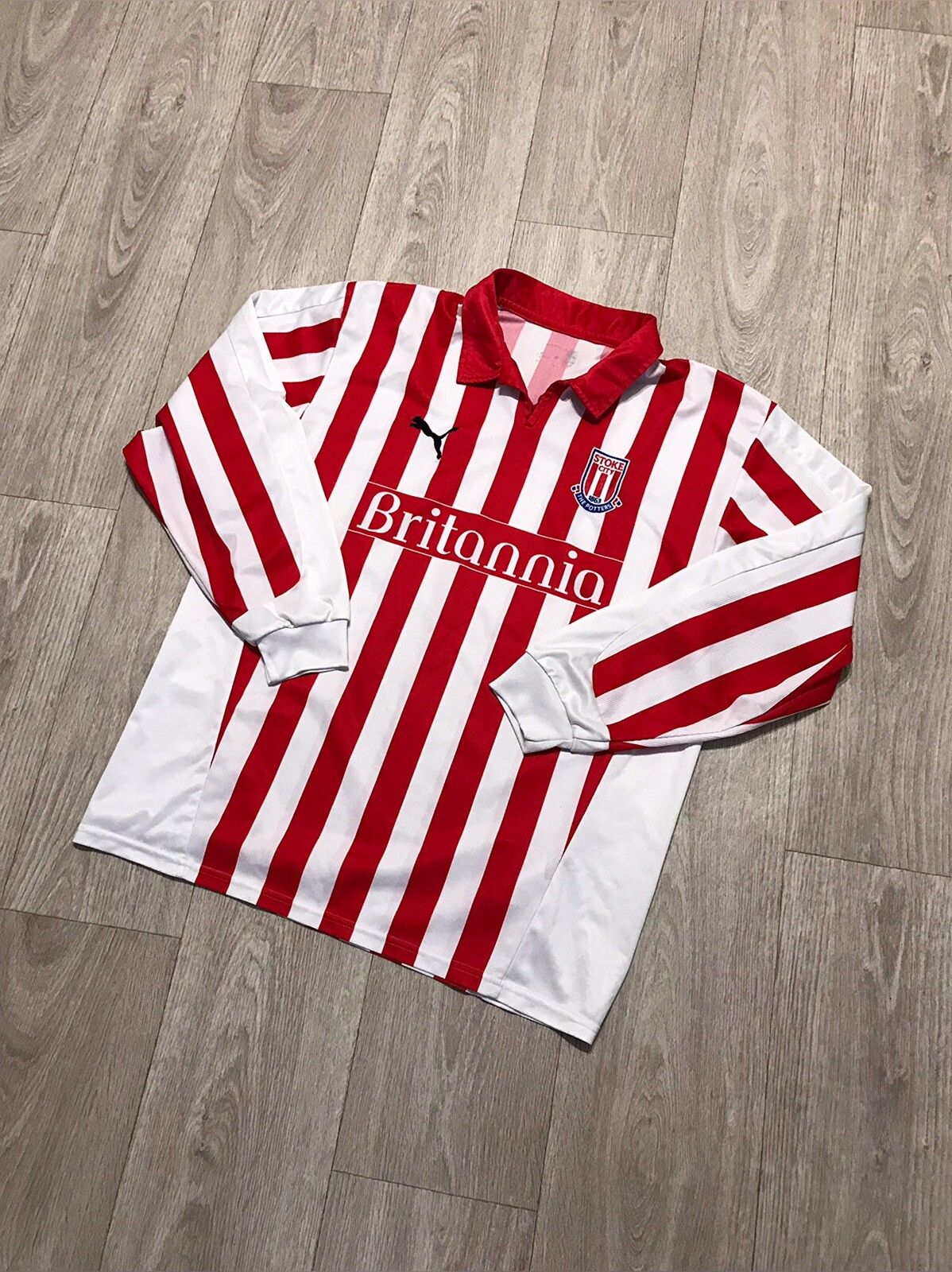 Pre-owned Puma X Soccer Jersey Vintage Puma Stoke City 2004/05 Long Sleeve Soccer Jersey In White