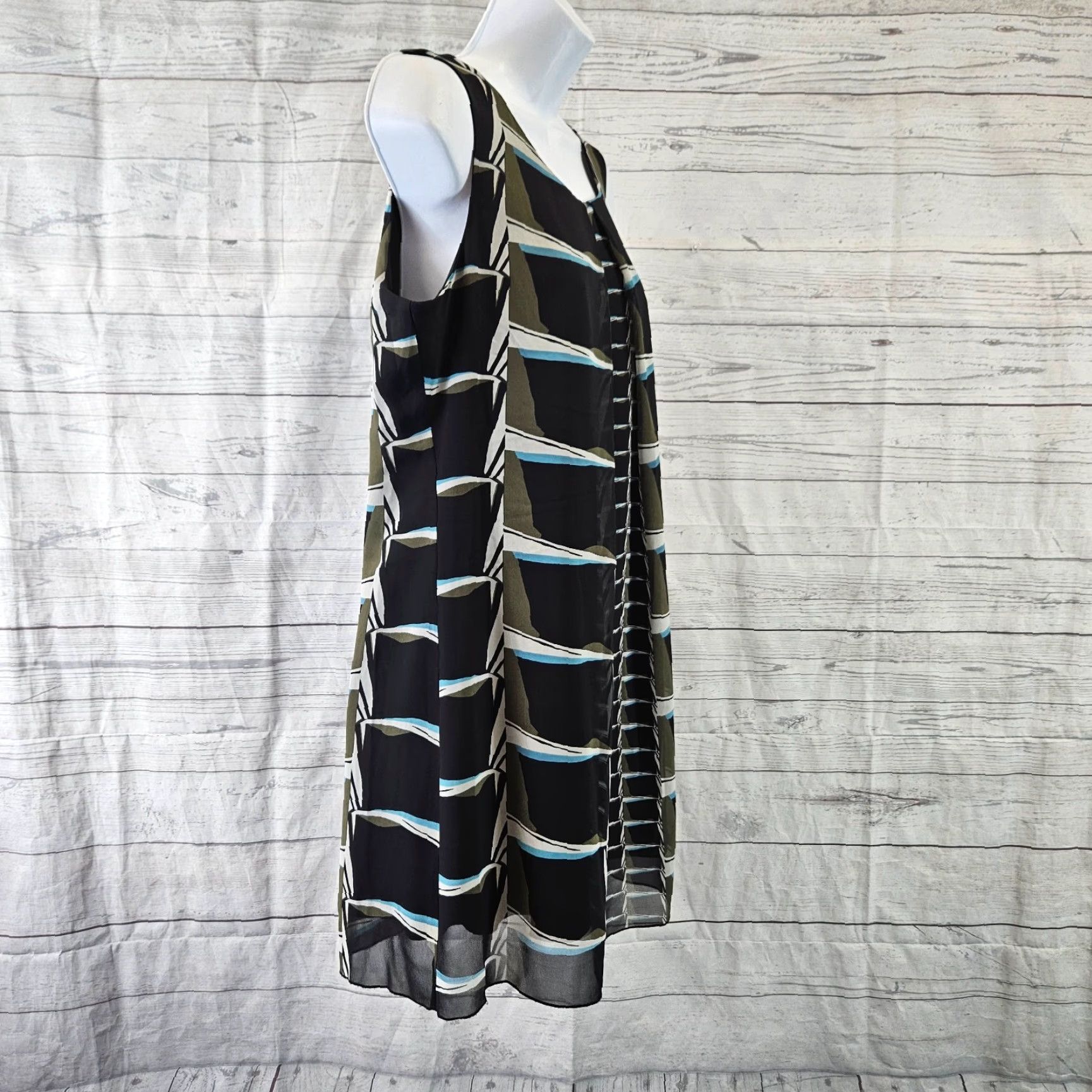 NIC+ZOE Nic+Zoe Dress On The Edge Abstract Sleeveless Petite Medium Black Blue Shift Womens Size M / US 6-8 / IT 42-44 - 3 Thumbnail