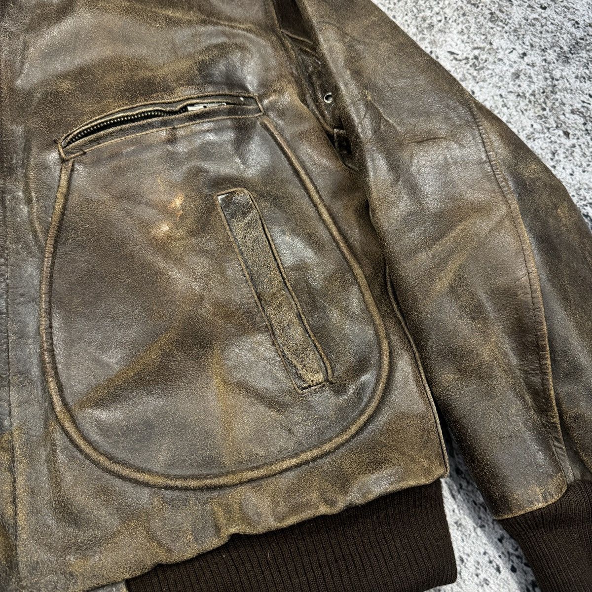Vintage Thrashed Faded Destroyed Cracked Leather Bomber ERD Grunge Size US S / EU 44-46 / 1 - 5 Thumbnail