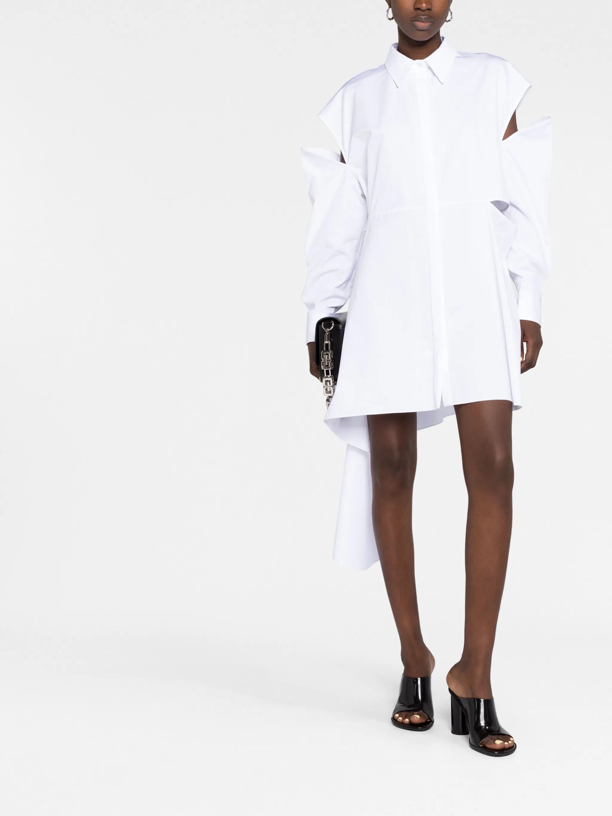 Alexander McQueen o1y0325 Shirt Mini Dress in White Size M / US 6-8 / IT 42-44 - 2 Thumbnail