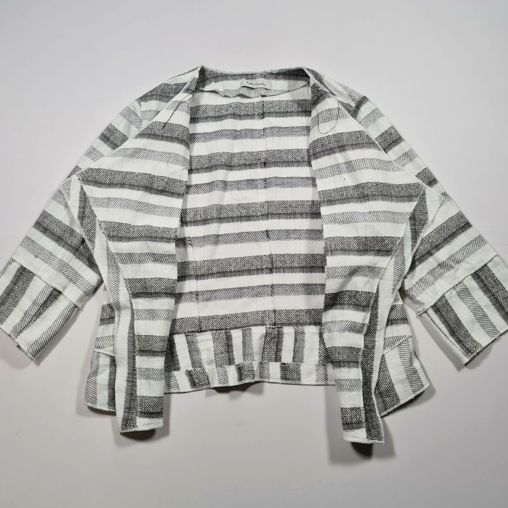 Vintage Betty Barclay Womens Cardigan White 14 UK Striped 3/4 Sleeves Open Front Size XL / US 12-14 / IT 48-50 - 3 Thumbnail