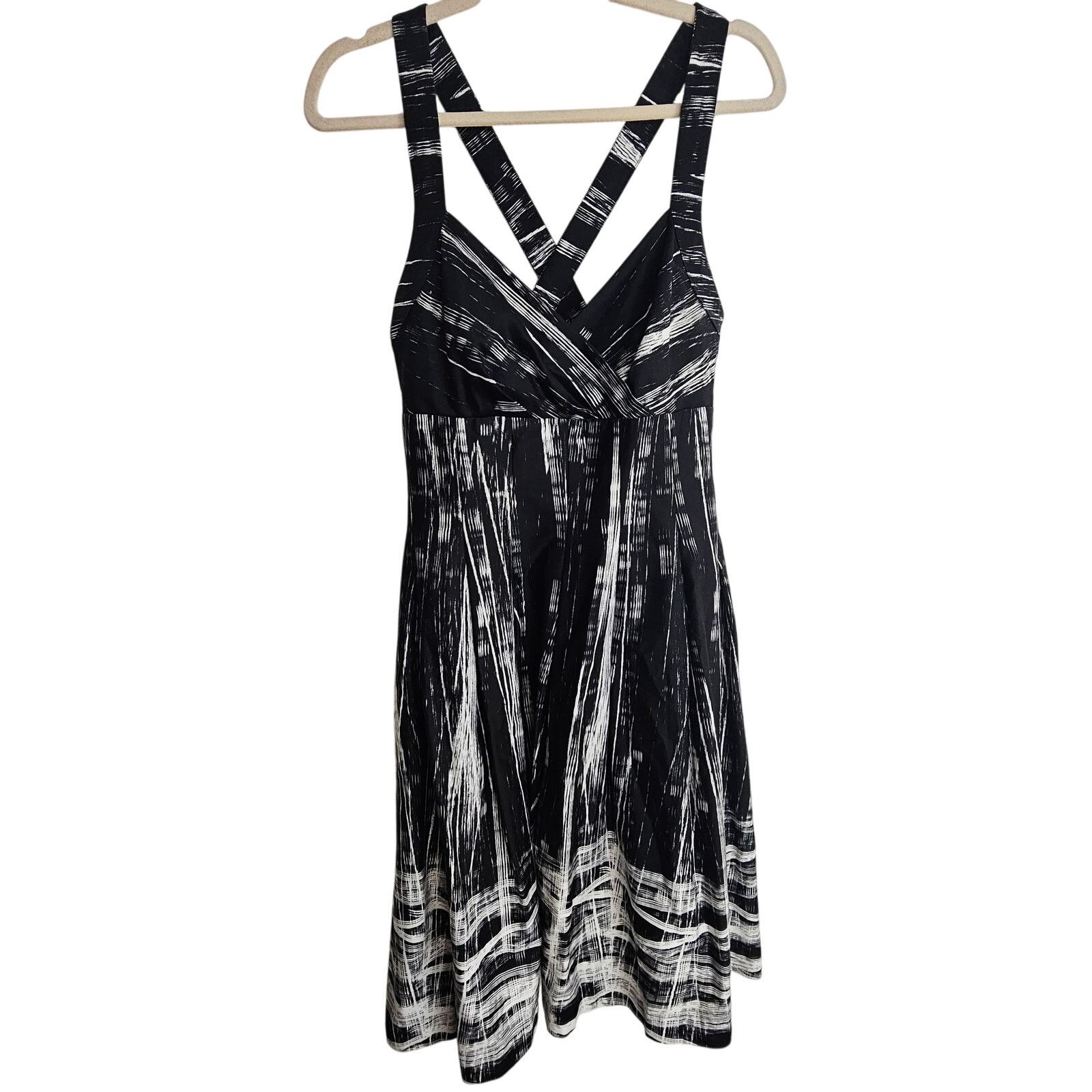 calvin klein polka-dot fit & flare dress CALVIN KLEIN Polka Dot Fit & Flare Midi Dress 2 Black Cream A Line Vintage  $134