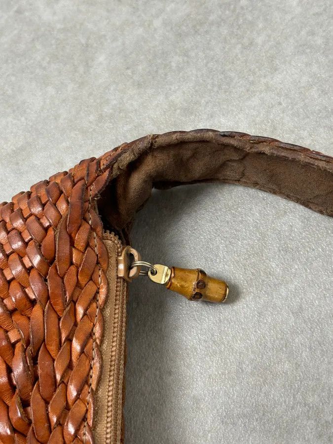 Gucci SS2004 Gucci Cognac Woven Leather Bamboo Handle Hobo Bag by Tom Ford Size ONE SIZE - 12 Thumbnail