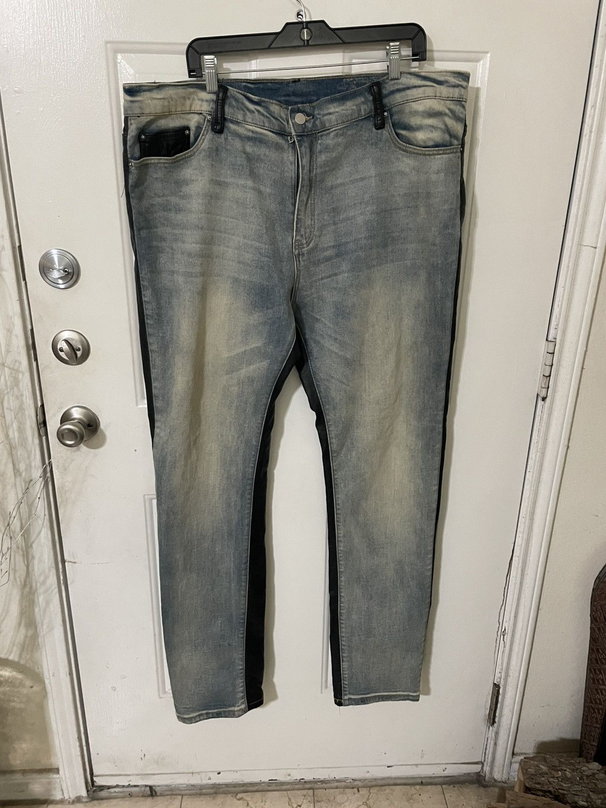 MNML Denim & Faux Leather slim fashion jeans Size US 42 / EU 58 - 1 Thumbnail