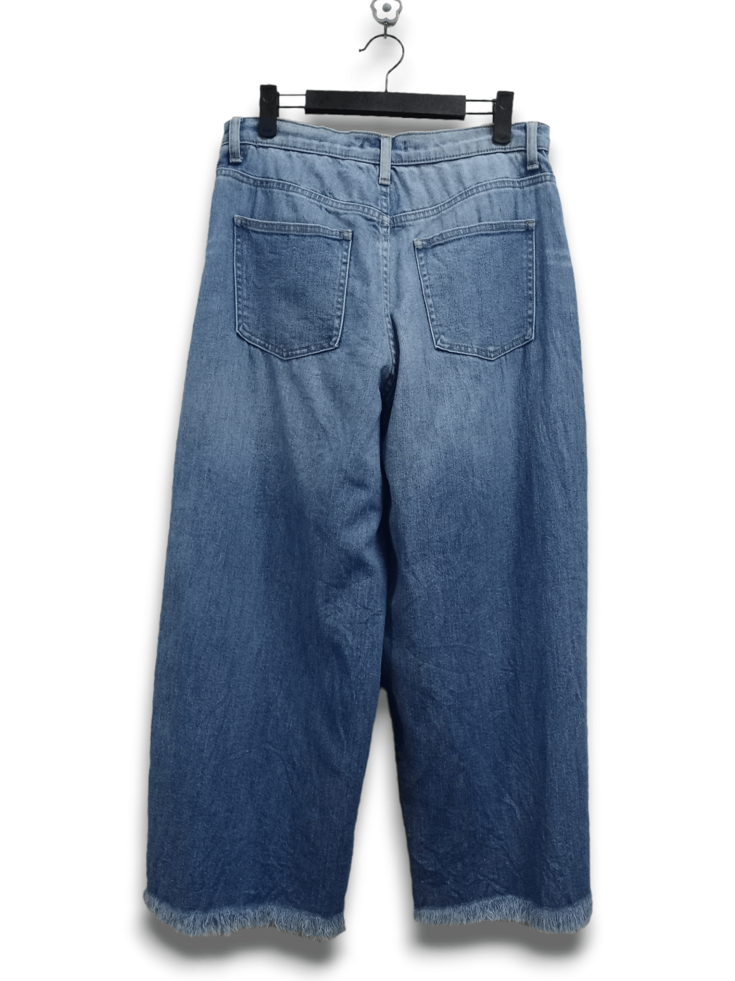 Uniqlo Vintage Japanese Uniqlo Frayed Wide Leg Baggy Jeans 31x24 Size US 31 - 2 Thumbnail