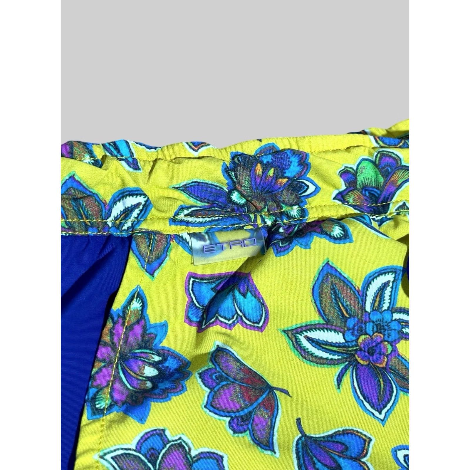 Etro Etro Men’s Floral Print Swim Shorts S Bottom Beach Multicolor Nylon Drawstring Pockets 90s? Size US 29 - 3 Thumbnail