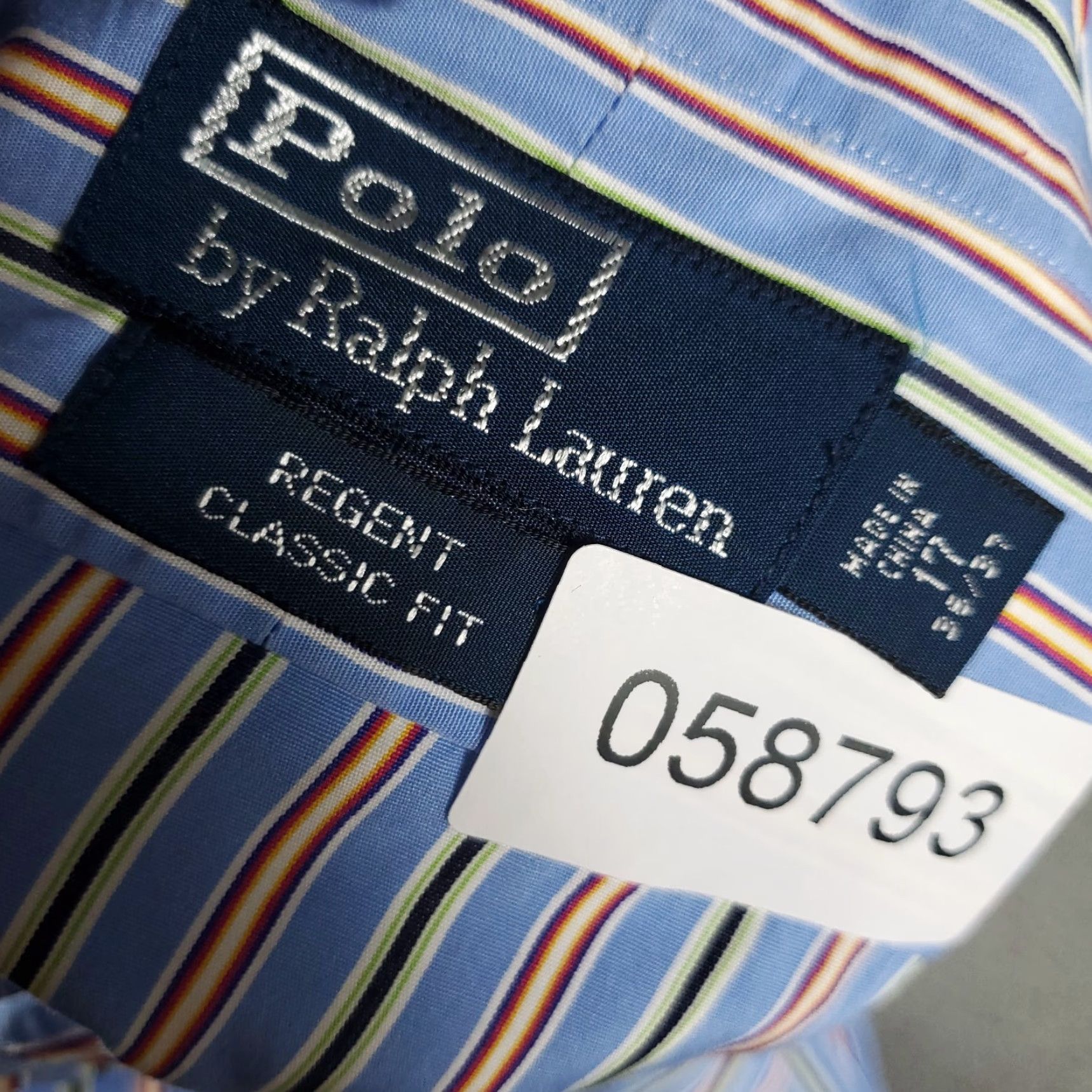 Ralph Lauren VINTAGE Ralph Lauren Dress Shirt Men Size 17 Blue Striped Cotton Long Sleeve Business Casual Size 46R - 7 Thumbnail