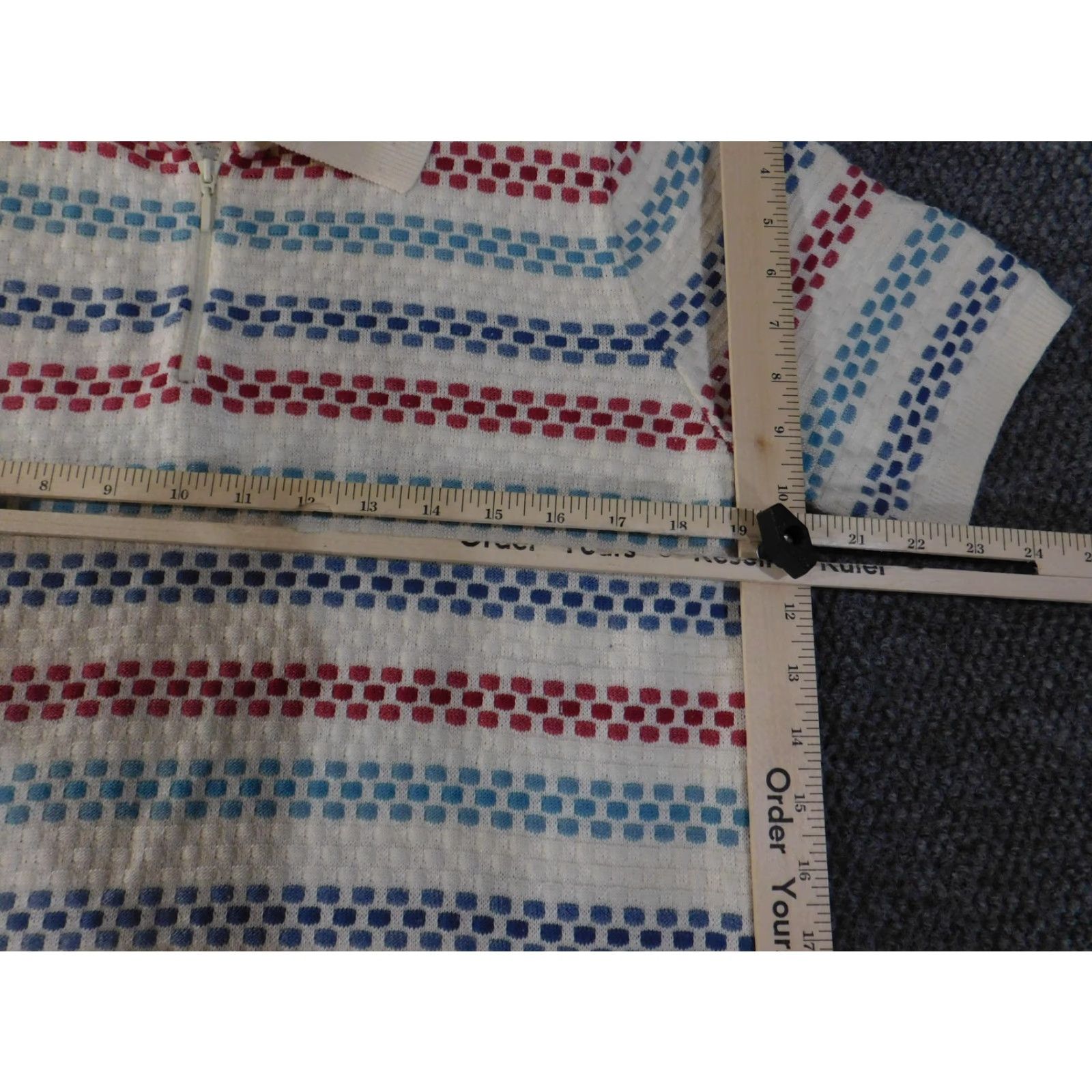 Vintage VINTAGE Alfred Dunner Polo Shirt Womens Petite XL Ivory Red Blue Striped Knit Made USA Size XL / US 12-14 / IT 48-50 - 6 Thumbnail