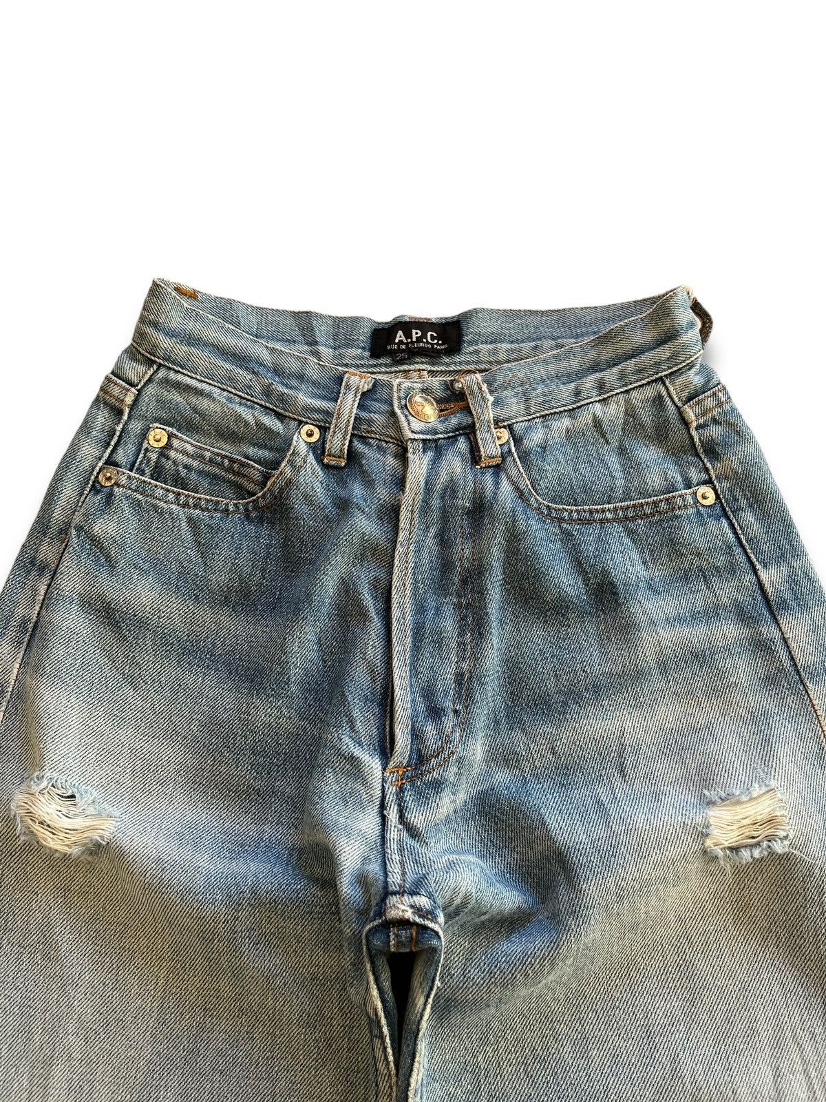 A.P.C. Vintage APC Rue De Fleurus Paris Selvedge Distressed Jeans Size 22" - 4 Thumbnail