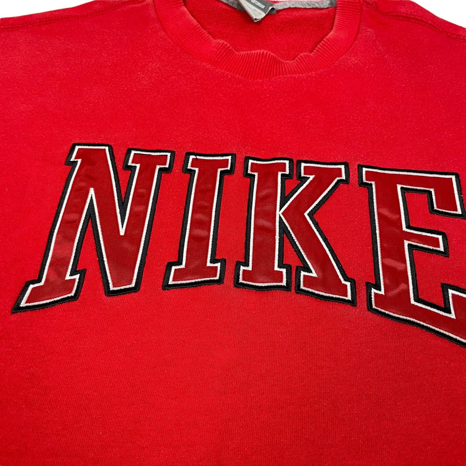 Nike × Vintage Nike Sportswear Mens Red Crew Neck Spellout Sweatshirt Large Size US L / EU 52-54 / 3 - 3 Thumbnail