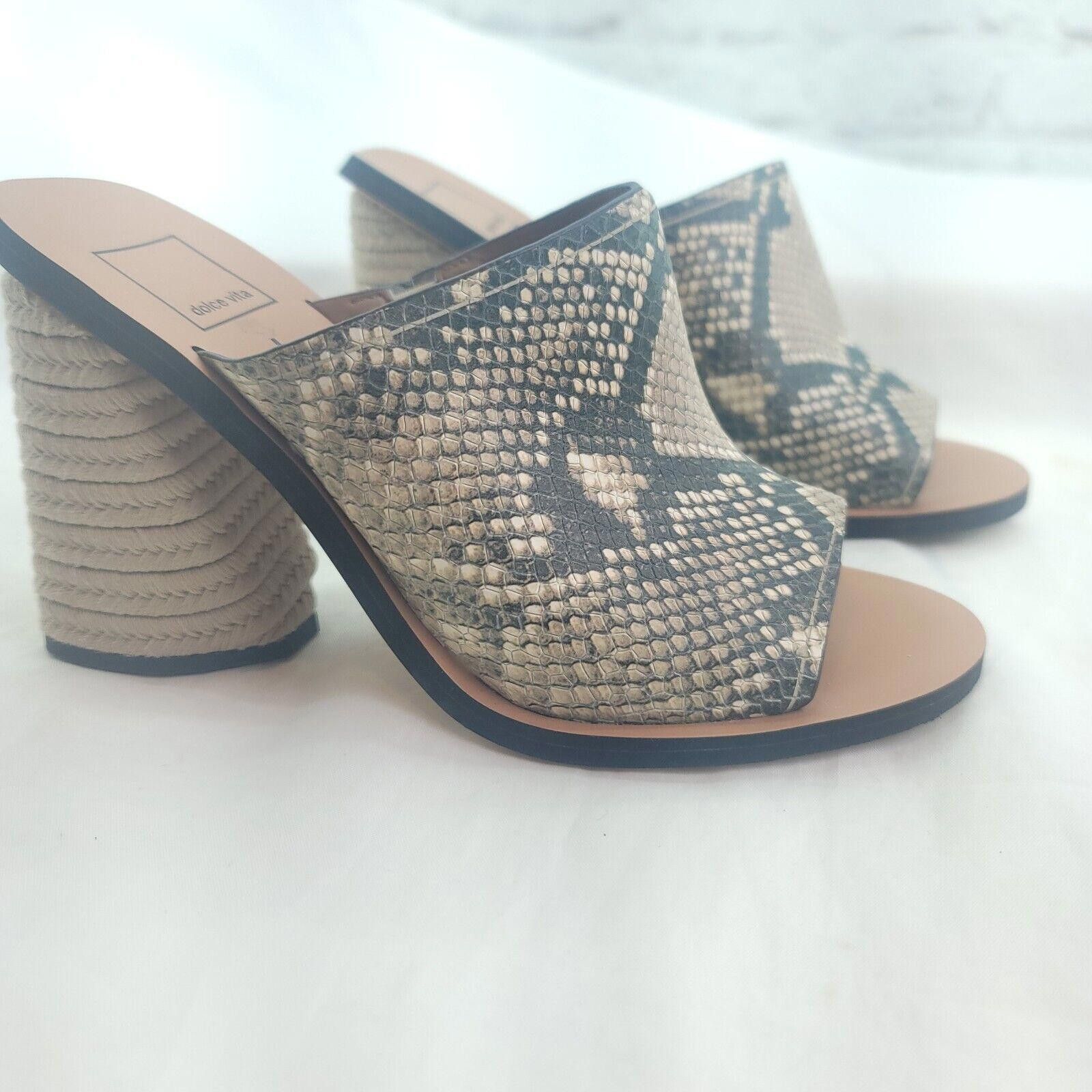 Designer Dolce Vita Reptile Print Size 7.5 Peeptoe Heeled Mules Size US 7.5 / IT 37.5 - 4 Thumbnail