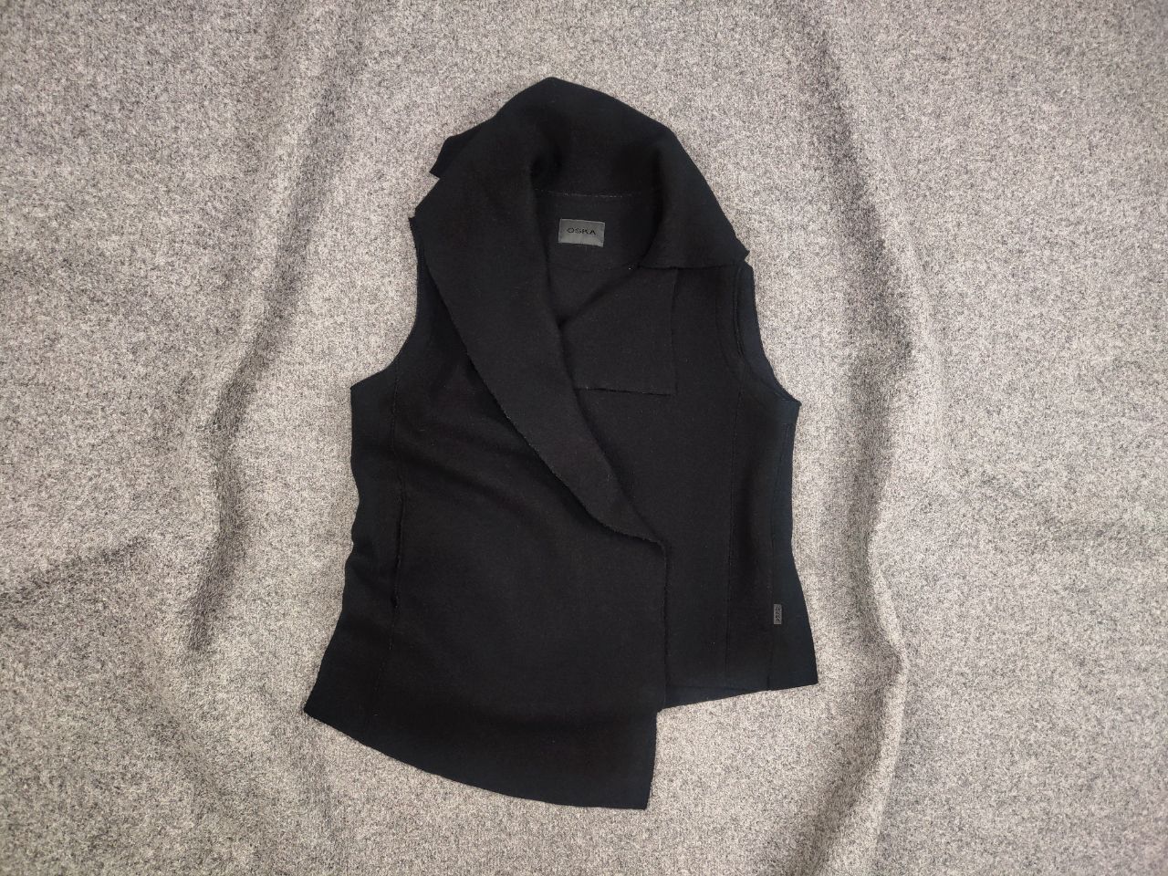 OSKA Oska Germany Design Black Wool Avant Garde Asymmetrical Vest Size M / US 6-8 / IT 42-44 - 1 Thumbnail