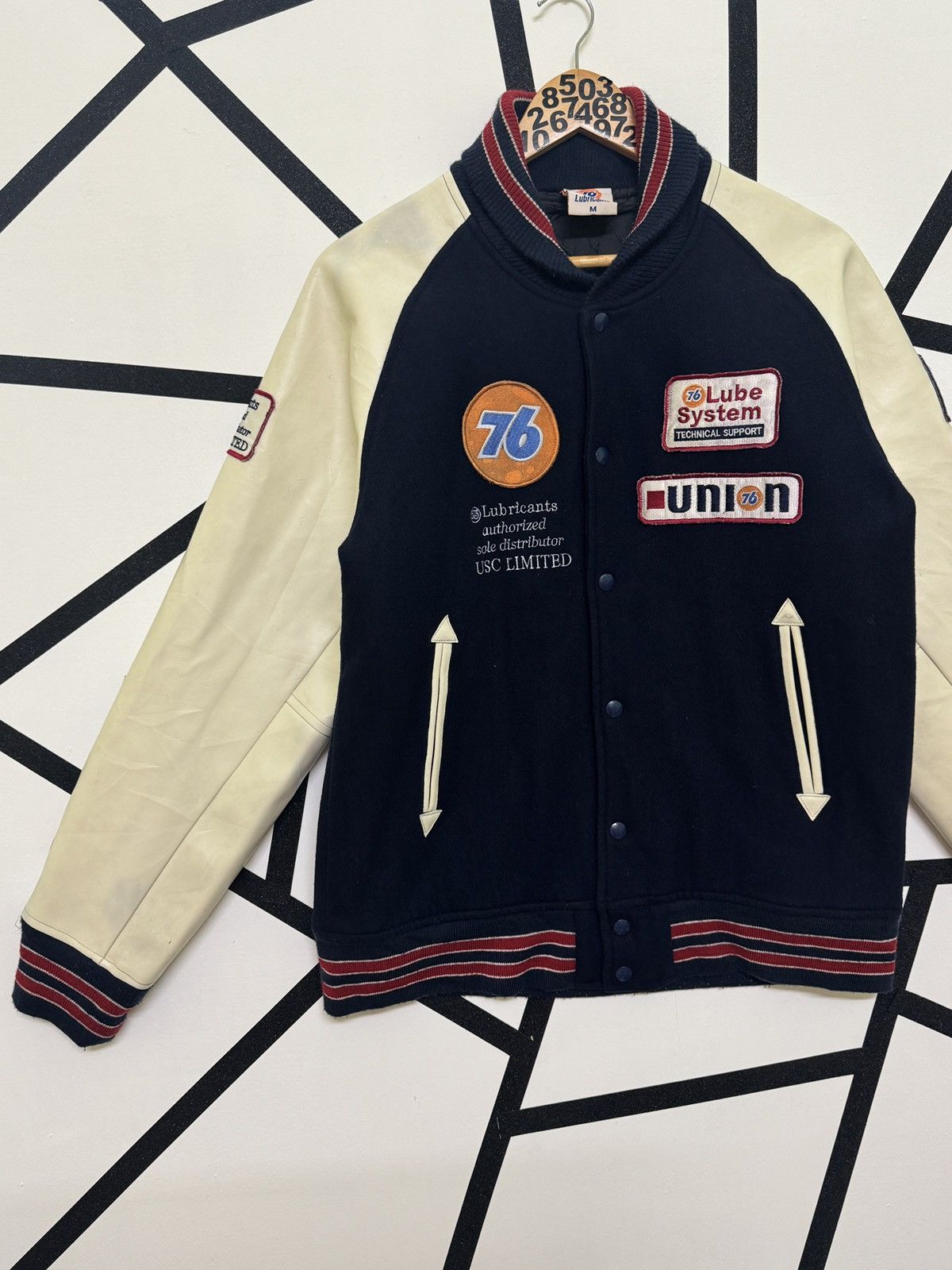 Japanese Brand Vintage 76 Lubricant Sistem Varsity Patches Leather Jackets Size US M / EU 48-50 / 2 - 3 Thumbnail
