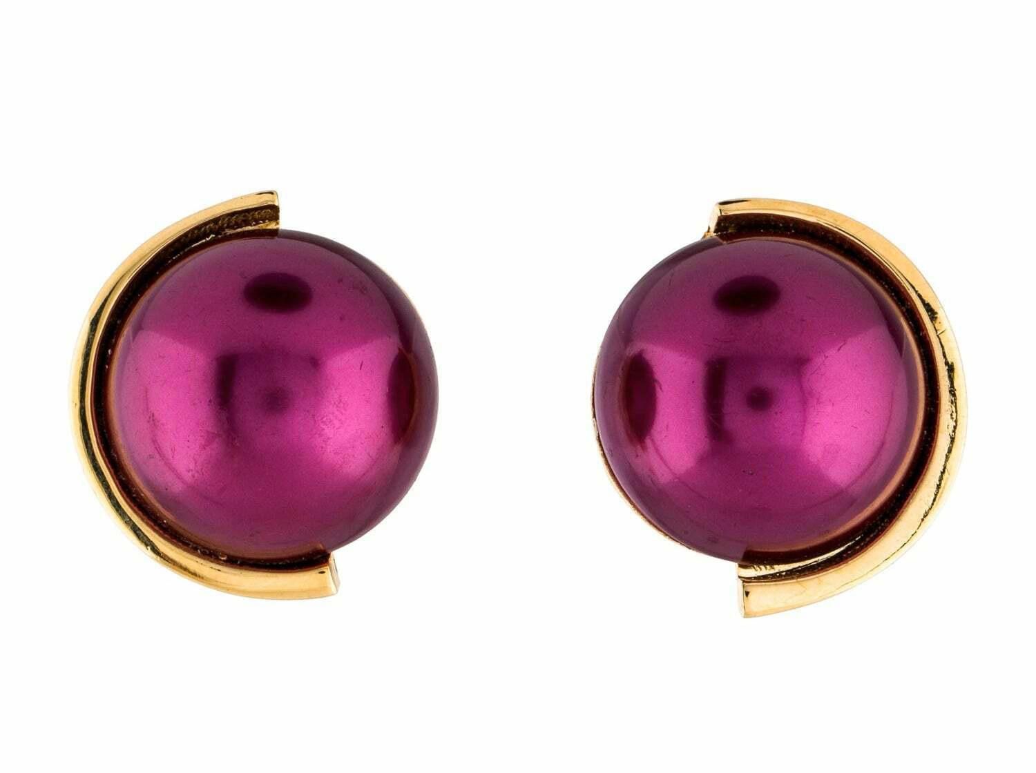 Lanvin Lanvin Simulated Purple Pearl Cabochon Earrings Size ONE SIZE - 1 Thumbnail