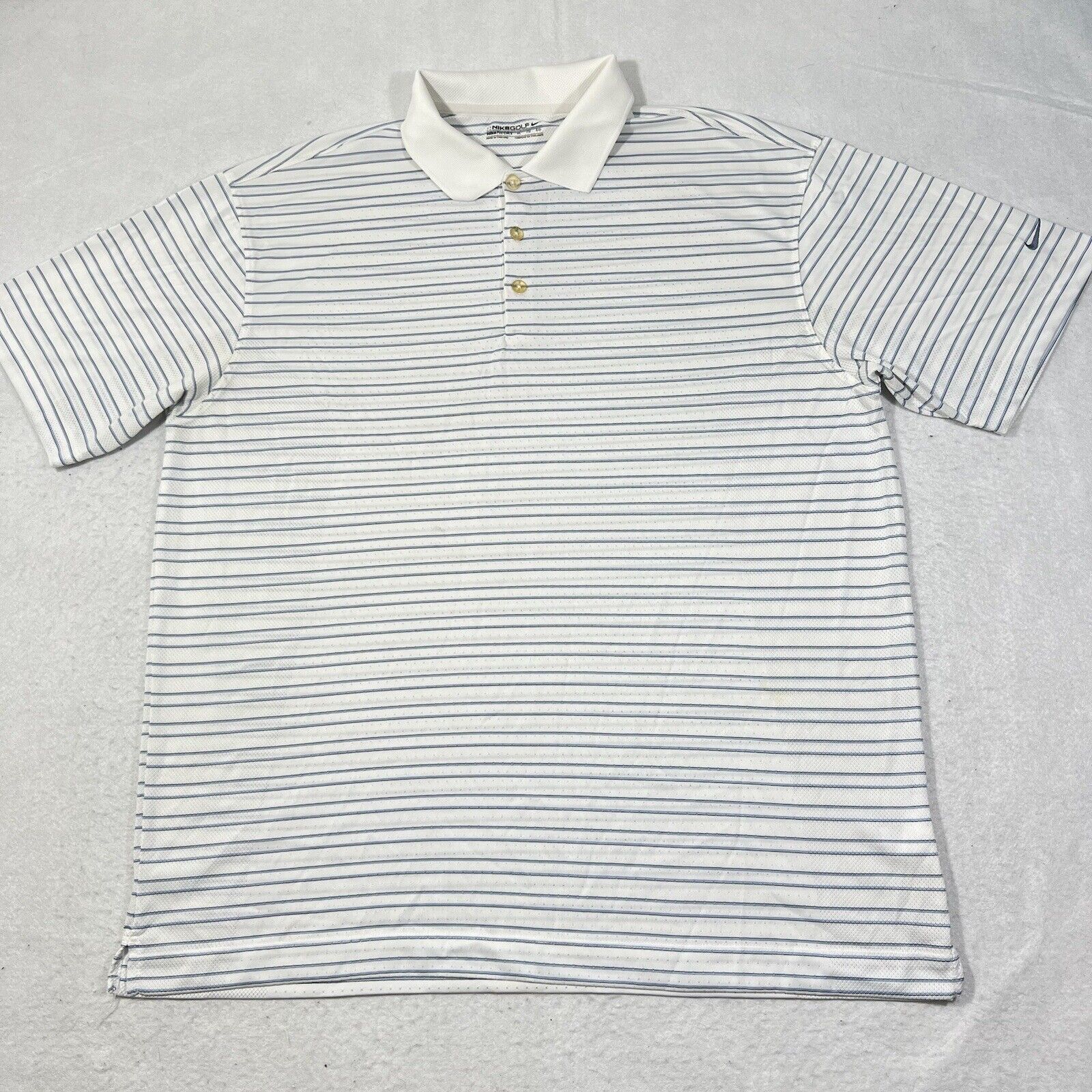 Nike Nike Golf Dri Fit Short Sleeve Athletic Polo White Striped Size US XL / EU 56 / 4 - 1 Thumbnail
