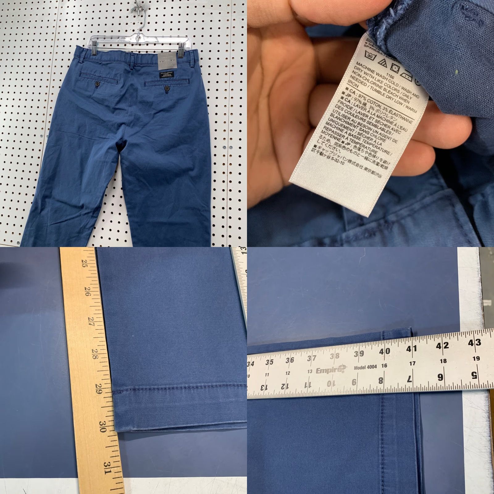 Banana Republic VINTAGE Banana Republic Chino Pants Mens 33x32 Blue Slim Fit Cotton Work School Size US 33 - 9 Thumbnail