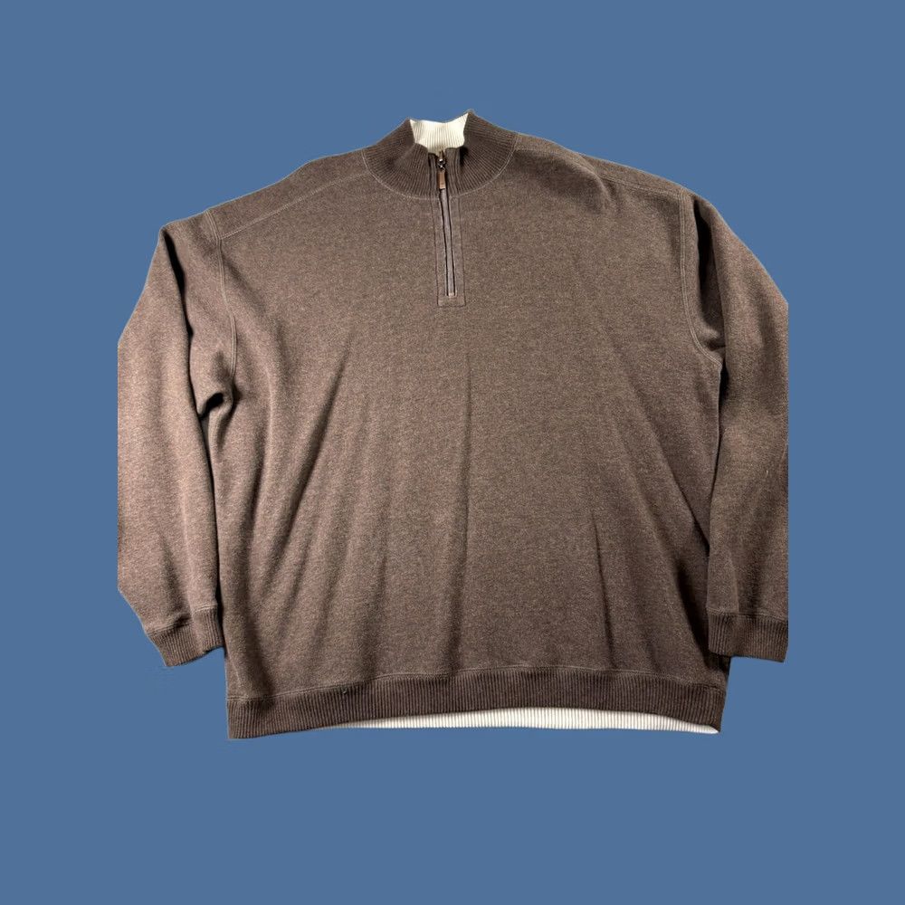 Tommy Bahama Tommy Bahama Sweater Men's XL Brown 1/4 Zip Pullover Warm Comfort Preppy Size US XL / EU 56 / 4 - 1 Thumbnail