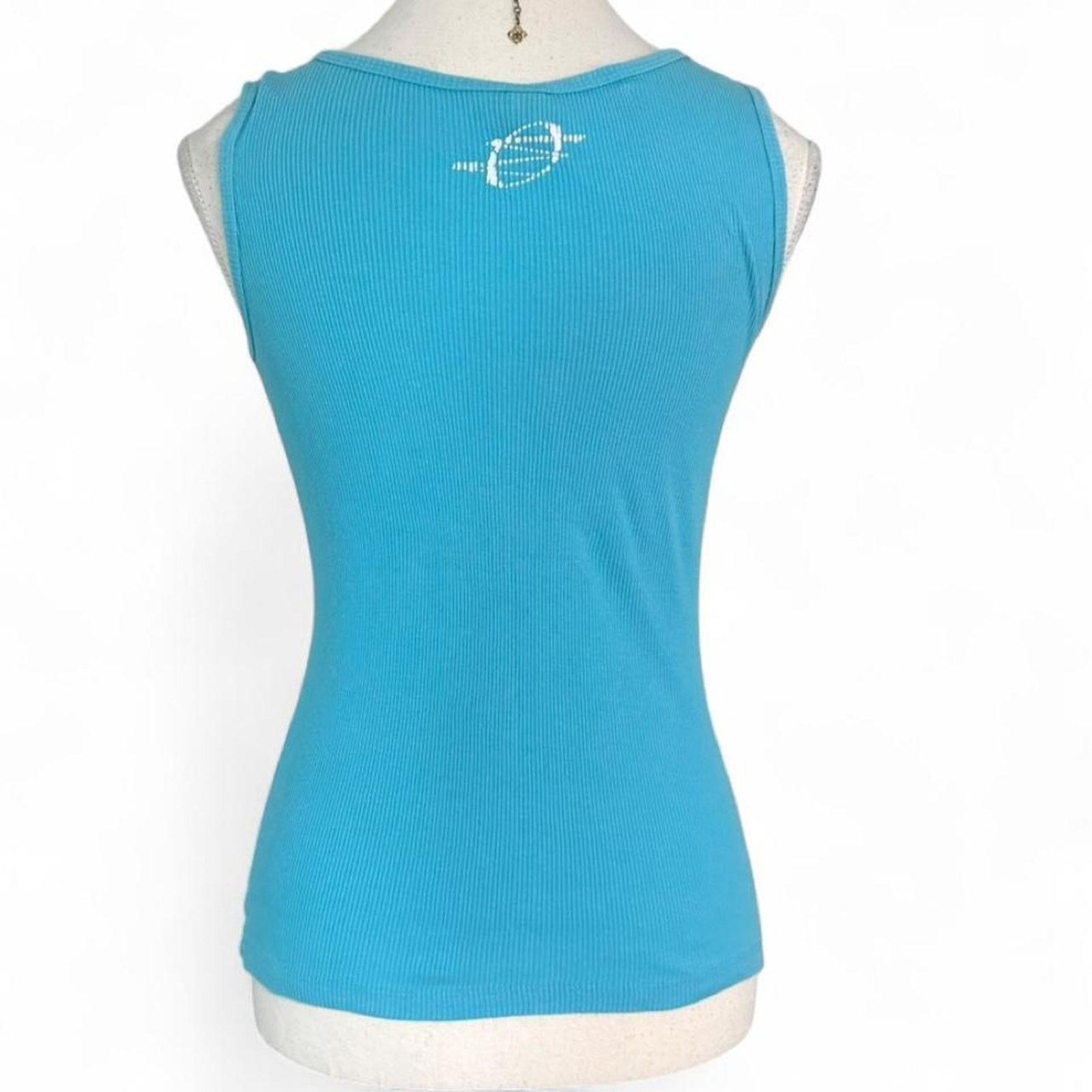 Other Blue Tropical Summer Early 2000s Y2K fitted cotton tank Size S / US 4 / IT 40 - 2 Thumbnail