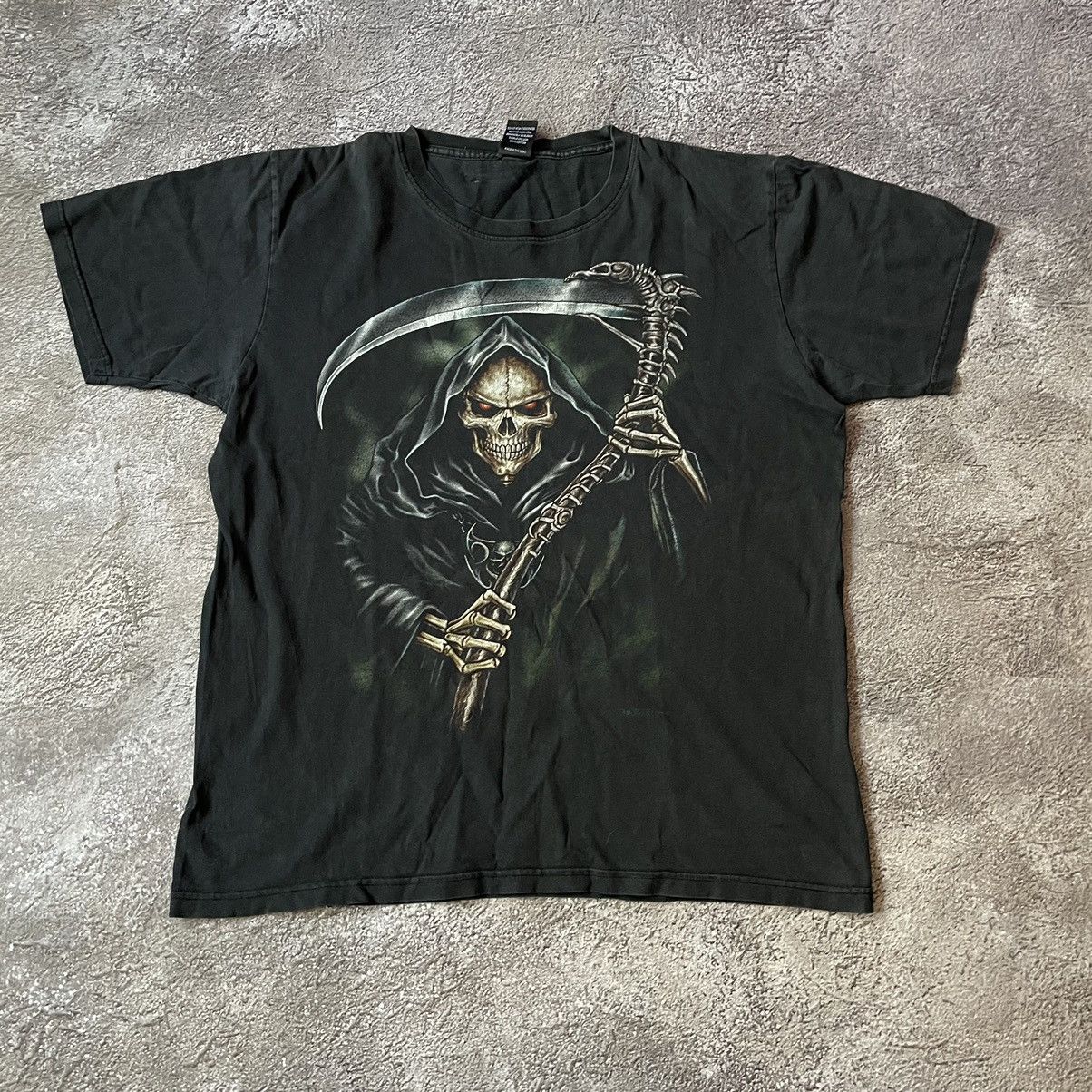 Vintage Vintage 90s Grim Reaper Graphic Tee Horror Grunge Baggy M Size US M / EU 48-50 / 2 - 3 Thumbnail
