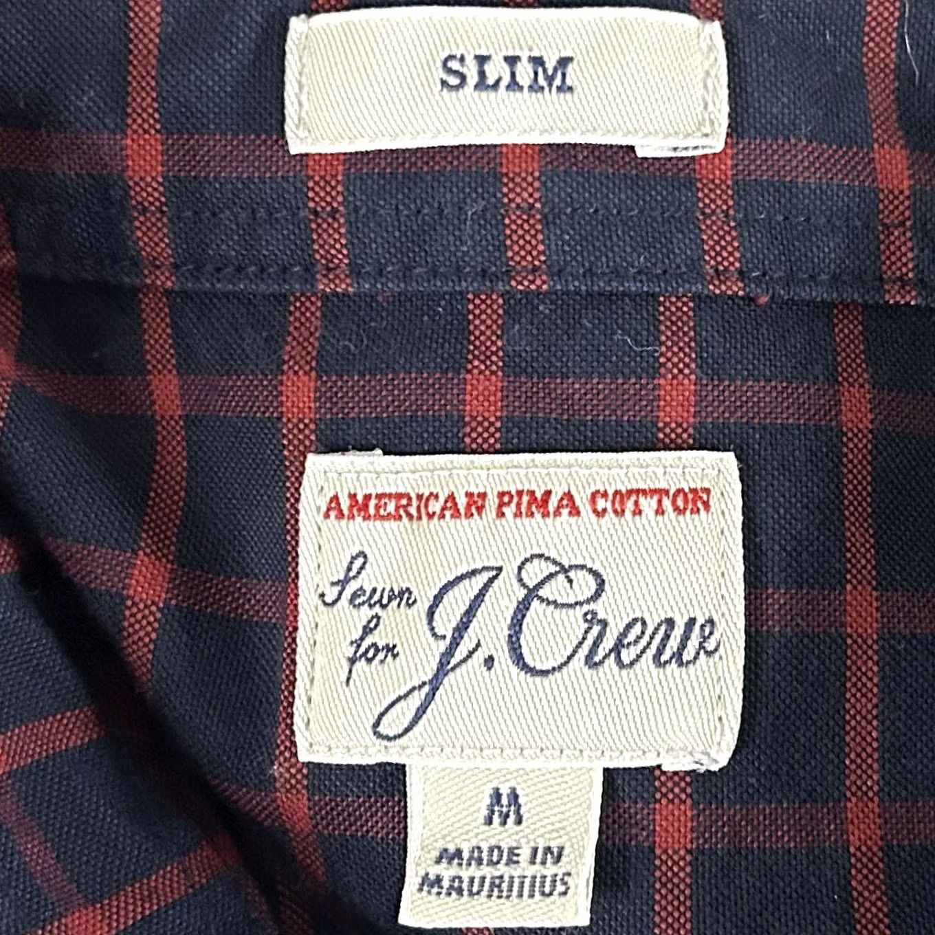 J.Crew J.CREW Shirt Slim Medium American Pima Cotton Oxford Plaid Casual Multicolor Red Black Button-Up Mens Size US M / EU 48-50 / 2 - 3 Thumbnail