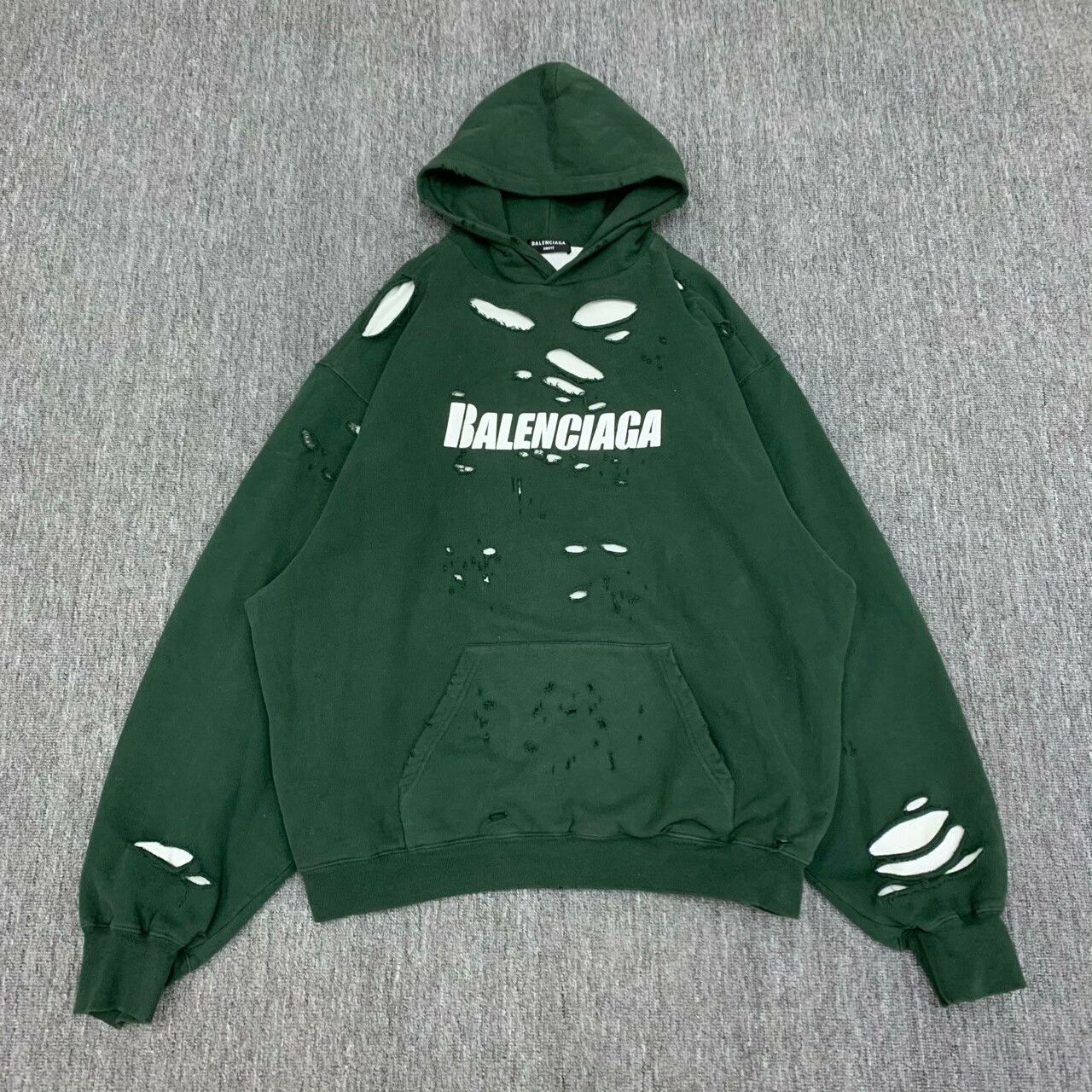 Balenciaga balenciaga green distressed hoodie sweatshirt Size US XS / EU 42 / 0 - 1 Thumbnail