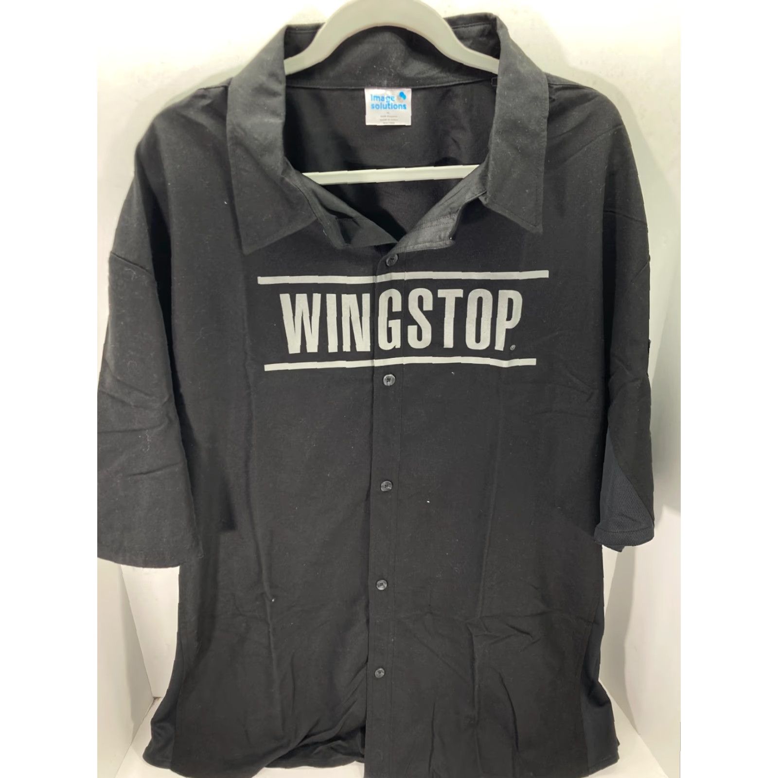Vintage Wingstop Image Solutions Employee Button Up Shirt Mens XL Black Short Sleeve Size US XL / EU 56 / 4 - 2 Thumbnail