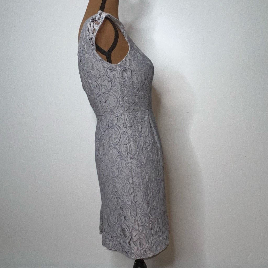 J.Crew J. Crew, Elsa Dress Leavers Lace in Stormy Gray, Bridesmaid Women’s 0 Petite Size XS / US 0-2 / IT 36-38 - 8 Thumbnail