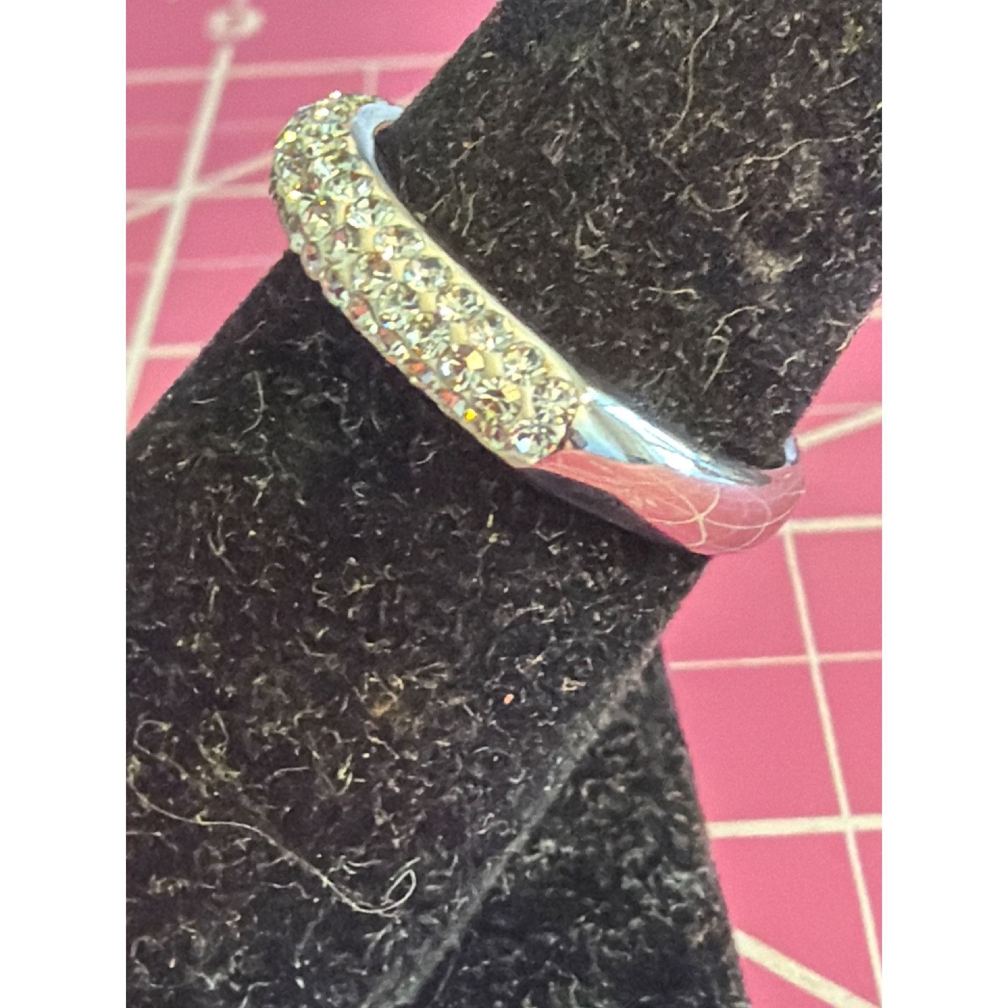Other Silver Tone Crystal Rhinestone Eternity Band Ring ATI BR CH Size ONE SIZE - 2 Thumbnail