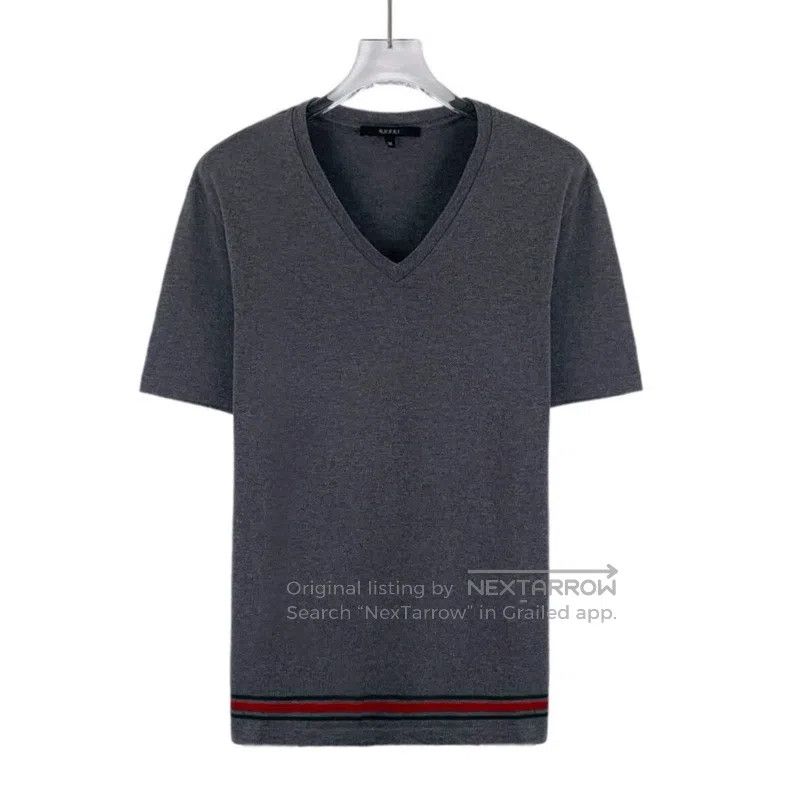 Gucci Gucci Dark gray striped V-neck cotton short-sleeved T-shir Size US M / EU 48-50 / 2 - 1 Thumbnail