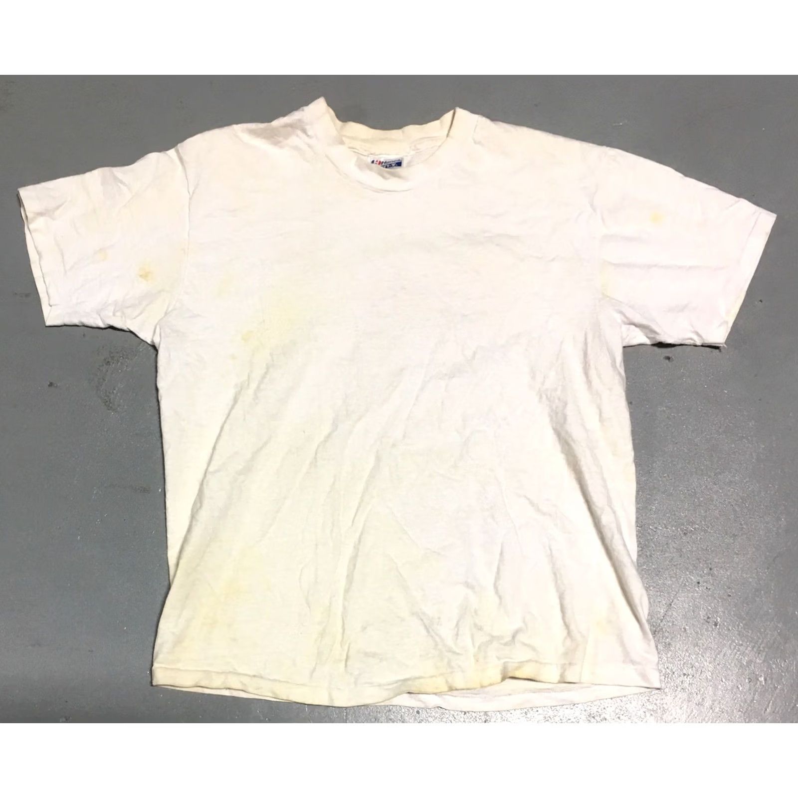 Hanes VINTAGE Hanes FOOTBAG CO Quality Footbags T-Shirt L USA 80s 90s Mens White Graphic Tee Short Sleeve 100% Cotton Size US L / EU 52-54 / 3 - 7 Thumbnail
