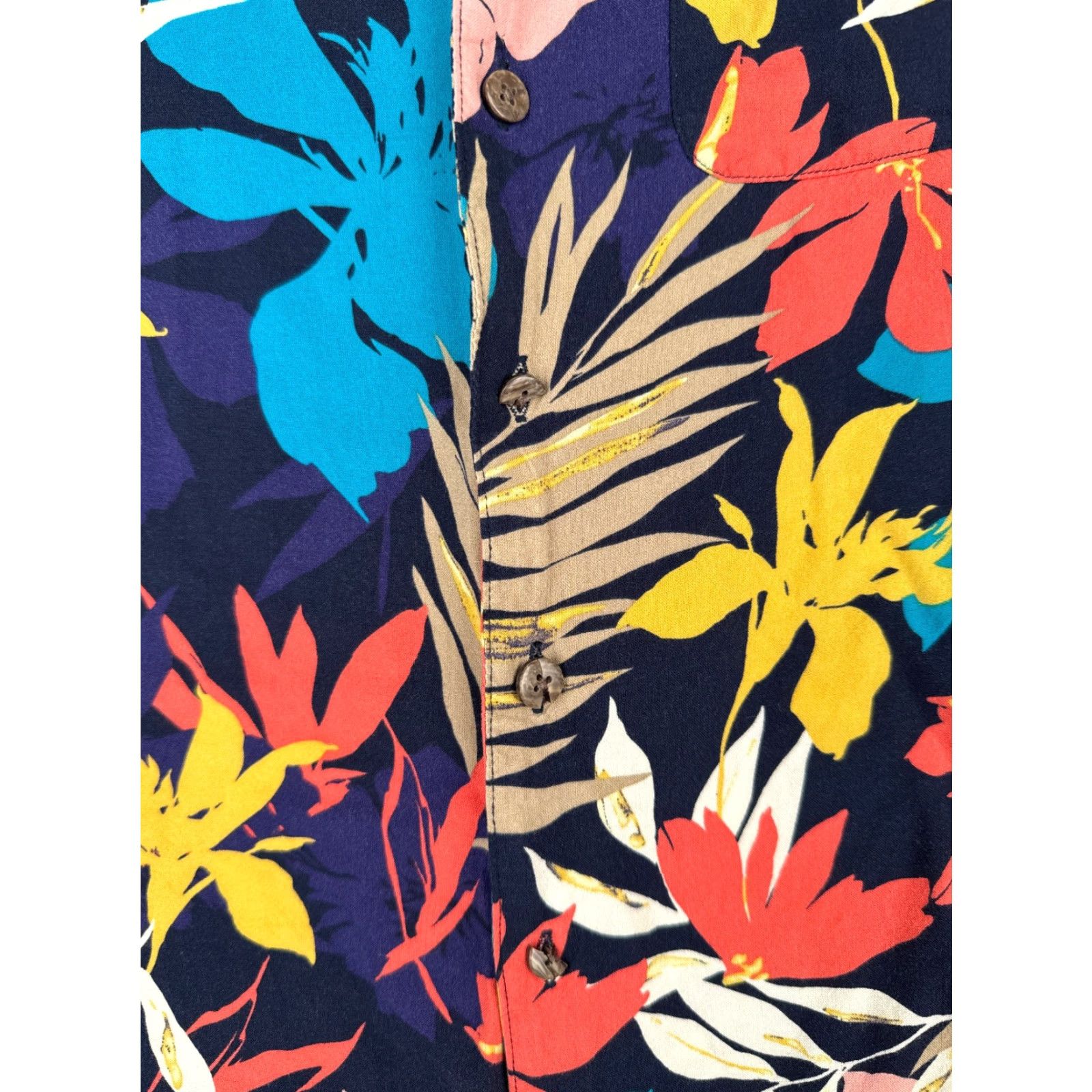 George George Shirt Men Small Blue Floral Palm Leaf Print Hawaiian 100% Rayon Pocket Short Sleeve Button-Up Mens Size US S / EU 44-46 / 1 - 6 Thumbnail