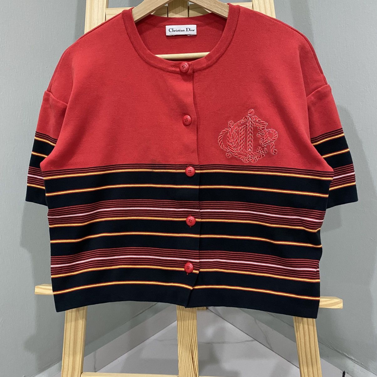 Christian Dior Monsieur Rare Vintage Christian Dior Embroidered Logo Knit Crop Top Size M / US 6-8 / IT 42-44 - 4 Thumbnail