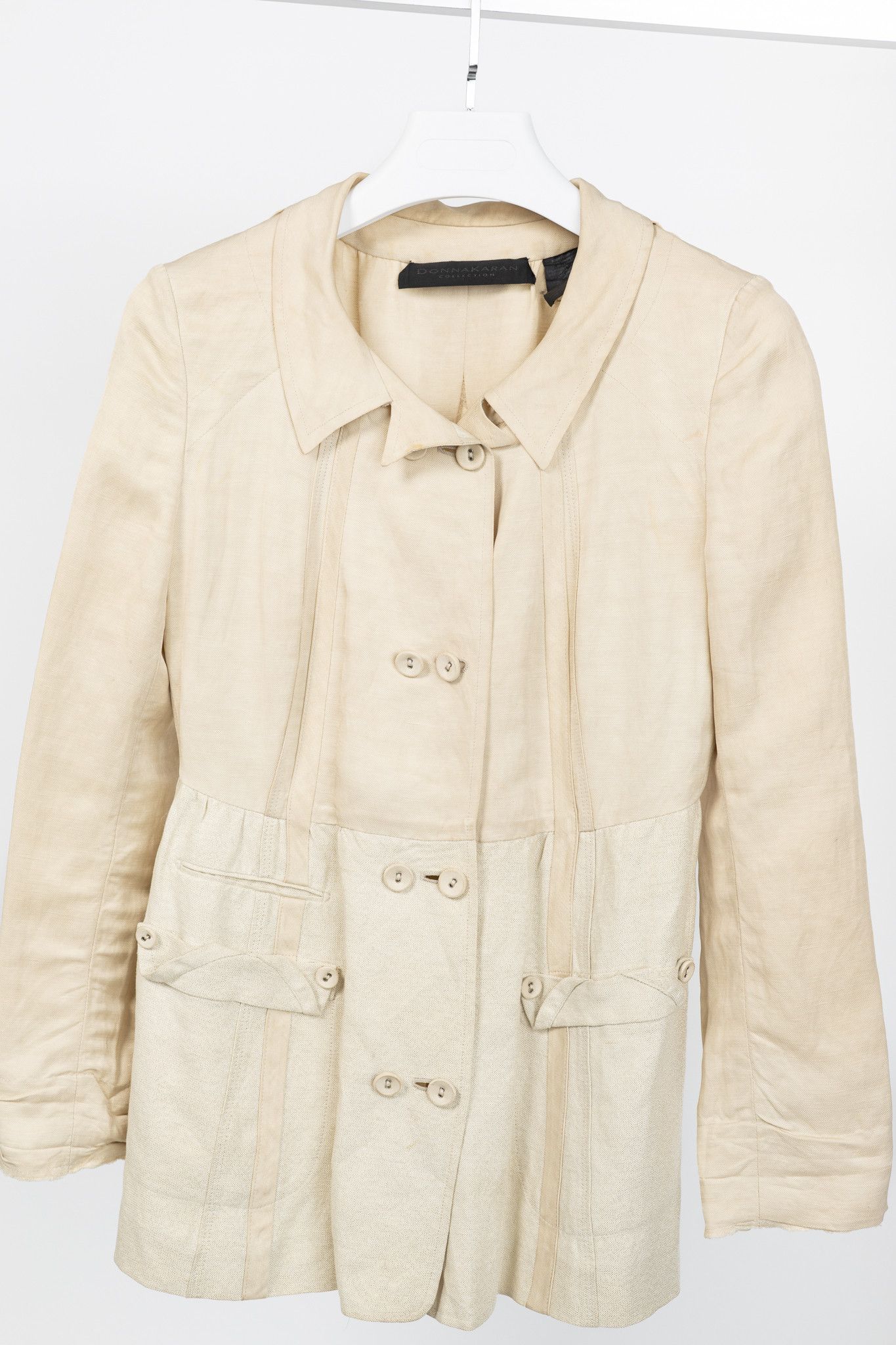Donna Karan Donna Karan Collection Double-Breasted Linen-Blend Jacket Size M / US 6-8 / IT 42-44 - 3 Thumbnail