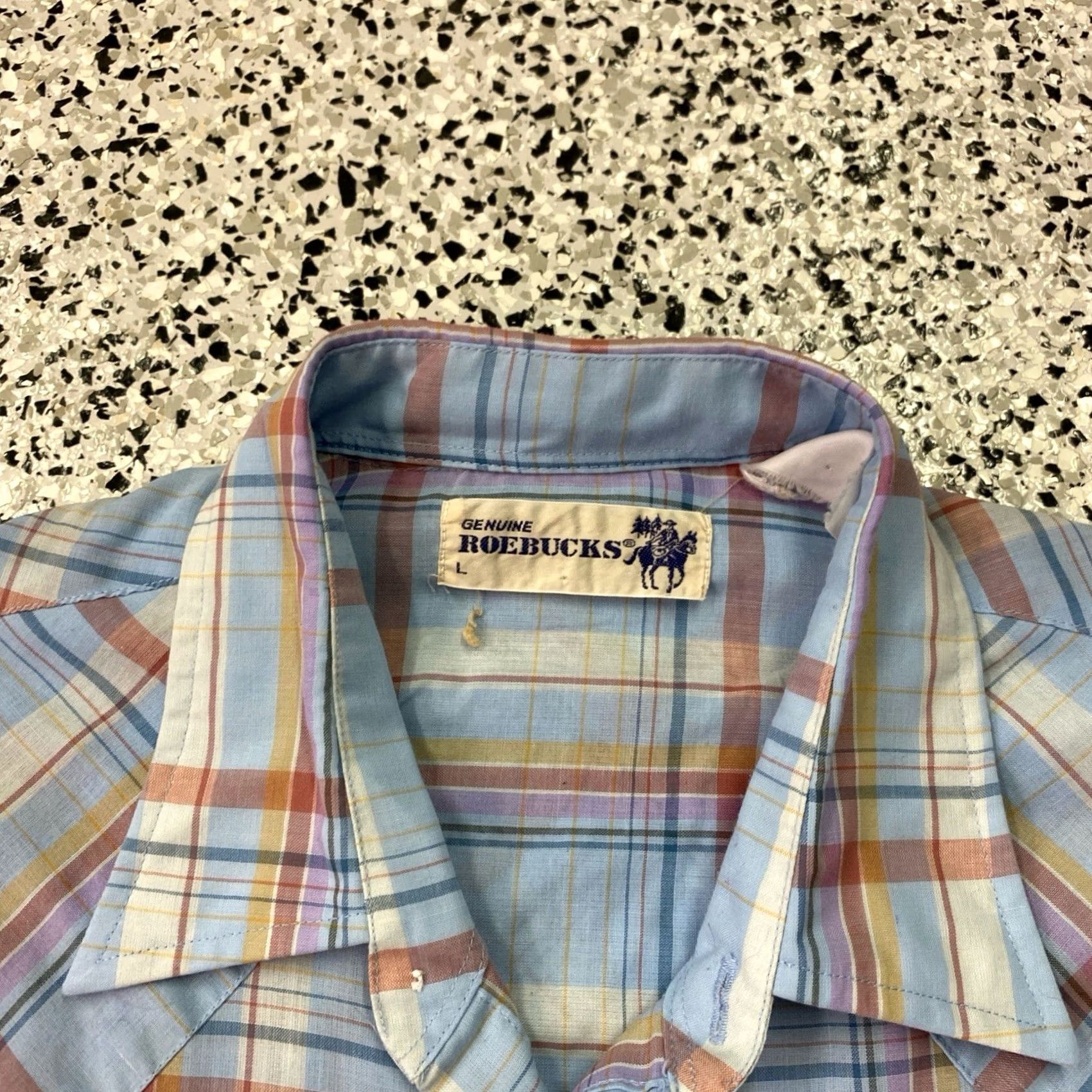 Vintage VINTAGE Roebuck & Co. Western Shirt Mens L Blue Plaid Pearl Snap Cowboy, Casual, Workwear Size US L / EU 52-54 / 3 - 3 Thumbnail