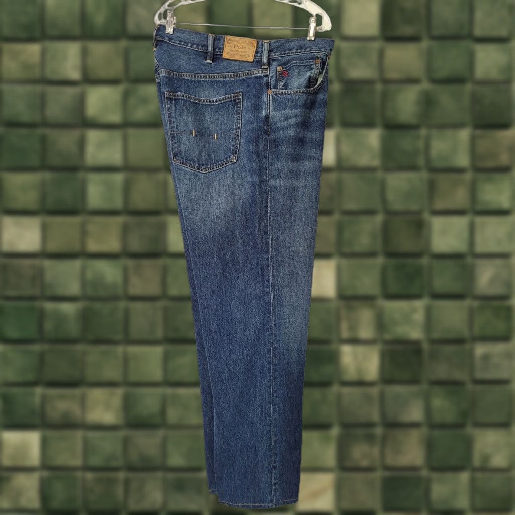 VINTAGE Polo Ralph Lauren Hampton Straight Selvedge Denim Jeans 46Bx33 Blue 90s Logo Big & Tall Men
