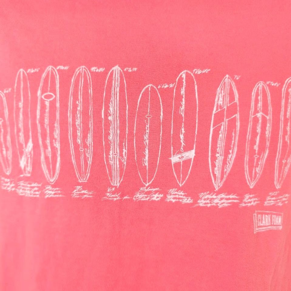 Clarks Clark Foam Surfboards T Shirt Mens Size Small Pink Surfer Surfing Tee Size US S / EU 44-46 / 1 - 3 Thumbnail