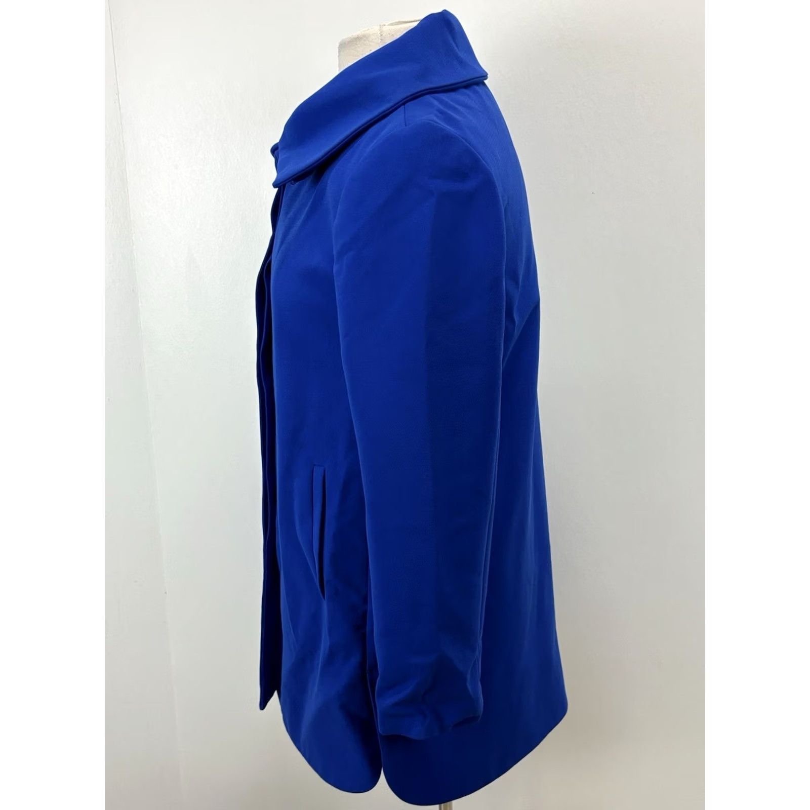 Ann Taylor Ann Taylor Jacket Women’s PS Petite Blue Lined Classic A-line Retro Mid-Length Long Sleeve Button Snap --------------- Size S / US 4 / IT 40 - 2 Thumbnail
